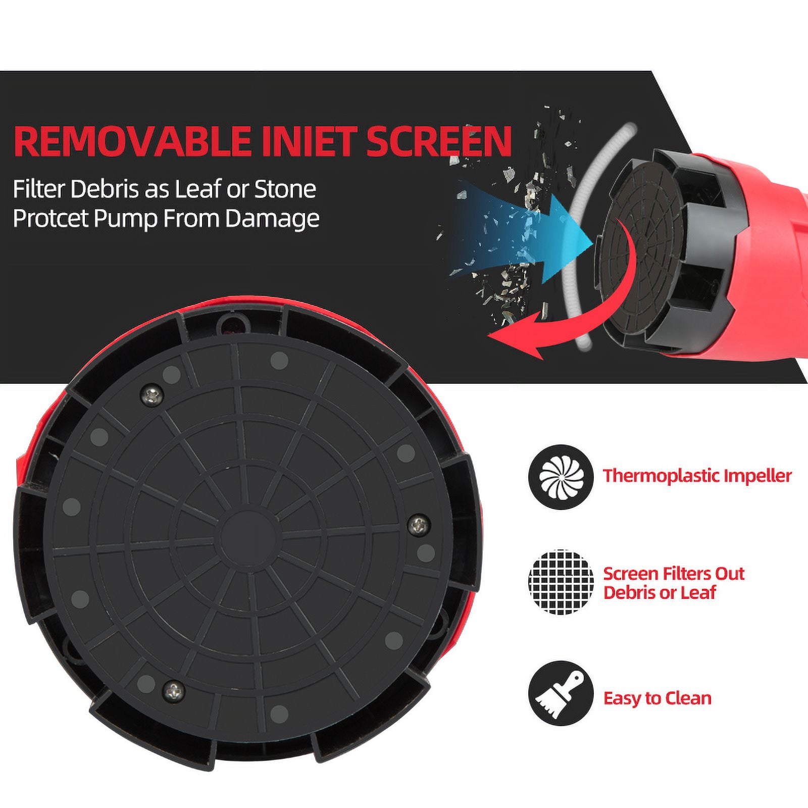 Sump Pump ,1HP Submersible Electric Water Pump with 3700GPH Automatic Float Switch for Pool Draining Hot Tub Flood Drain and Irrigation - Image 6