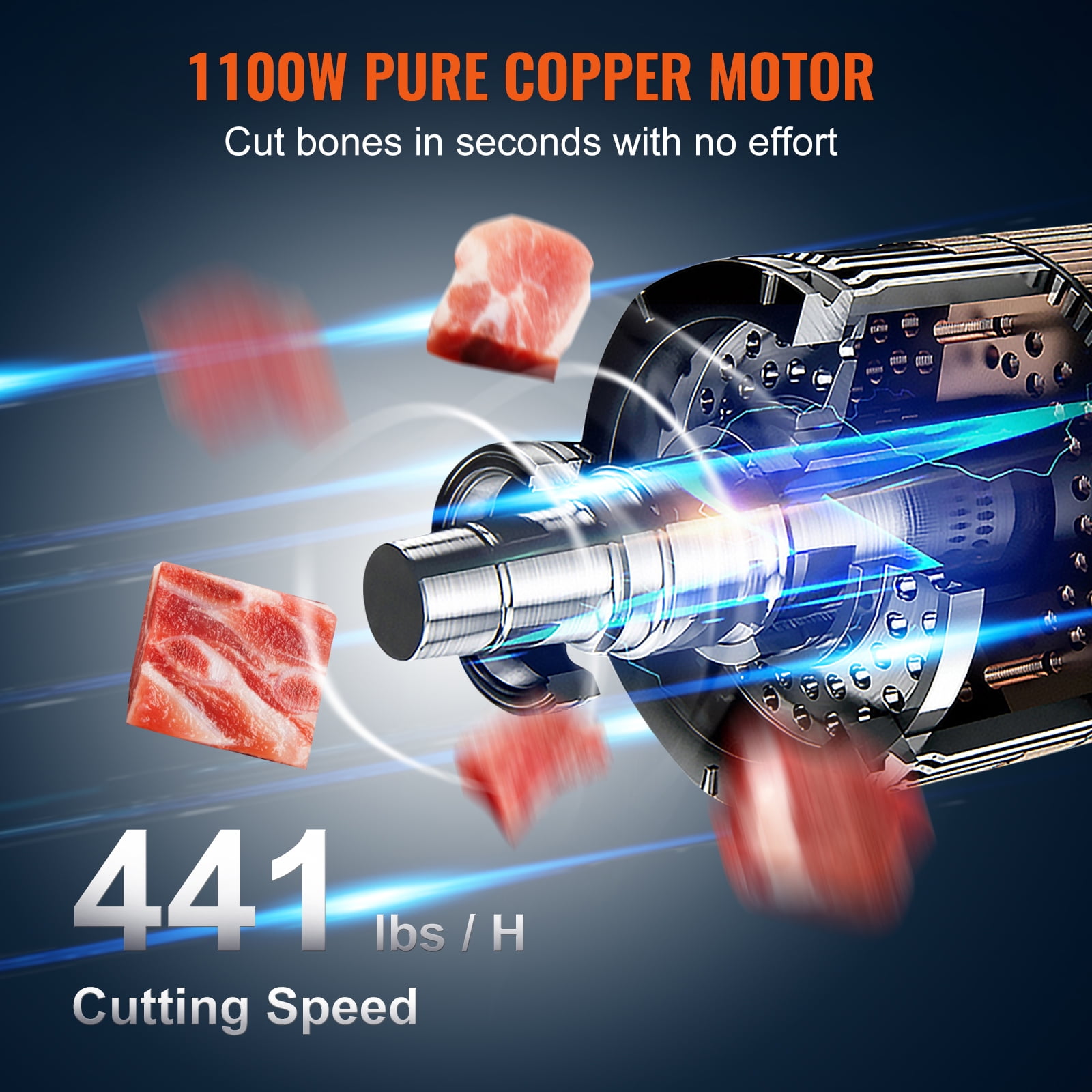 VEVOR 1100W Commercial Electric Meat Bandsaw Stainless Steel Bone Sawing Machine - Image 5