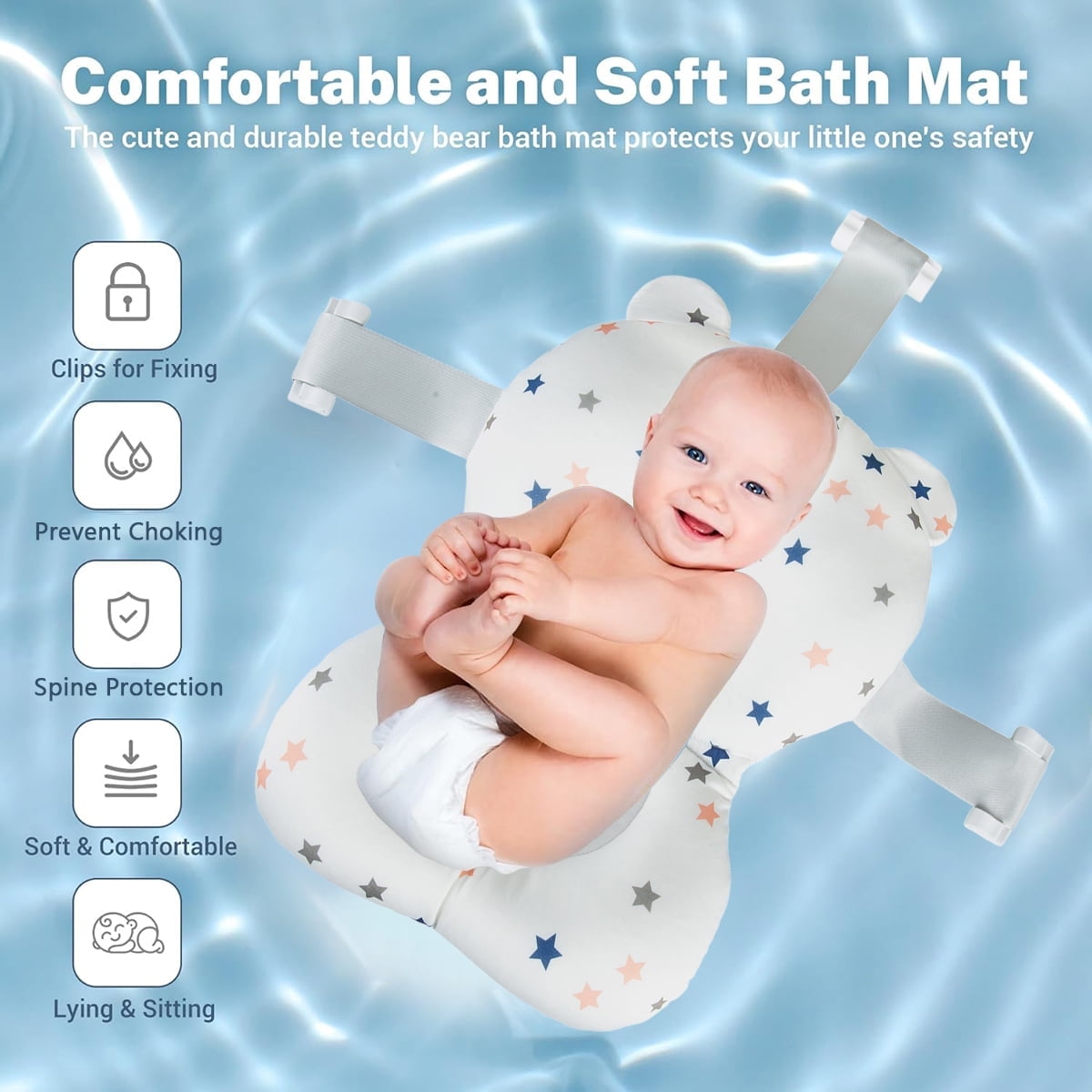Foldable Baby Bathtub Portable Infant Baby Bath Tub with Thermometer and Shower Hole(Blue+ Pad) - Image 8