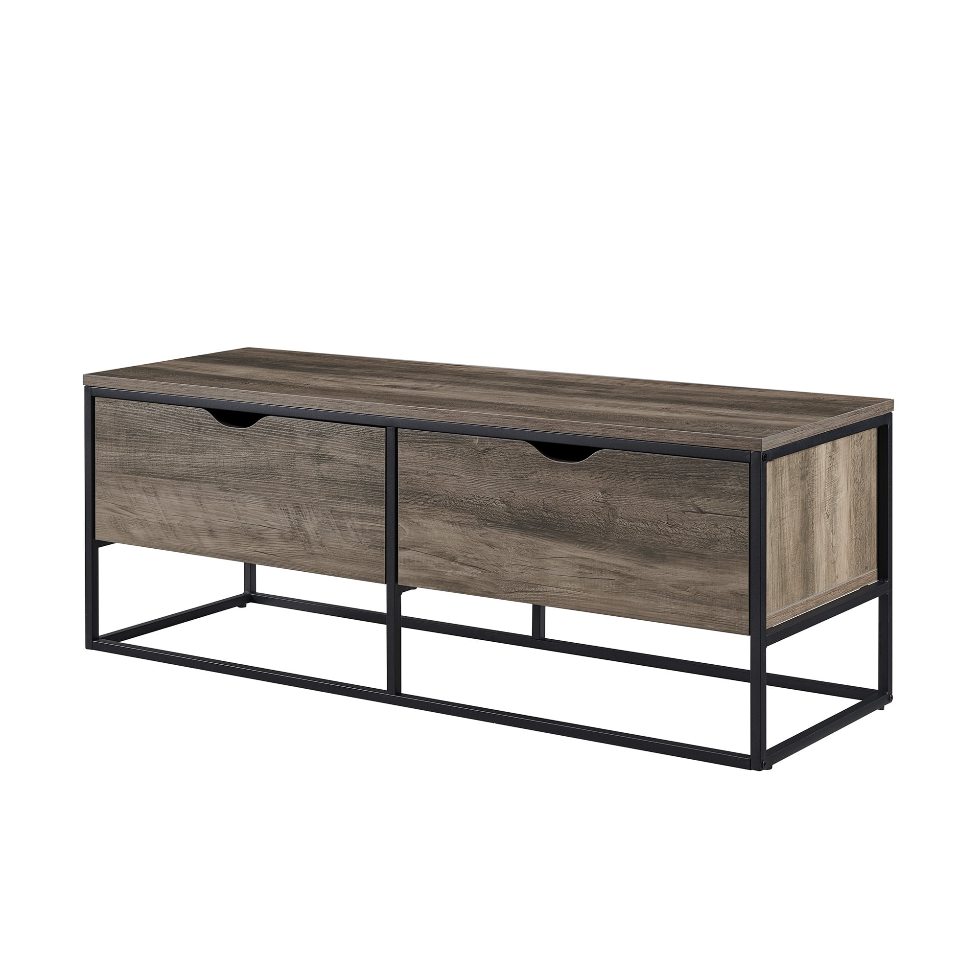 Manor Park Modern 2 Drawer Storage Bench, Grey Wash - Image 3