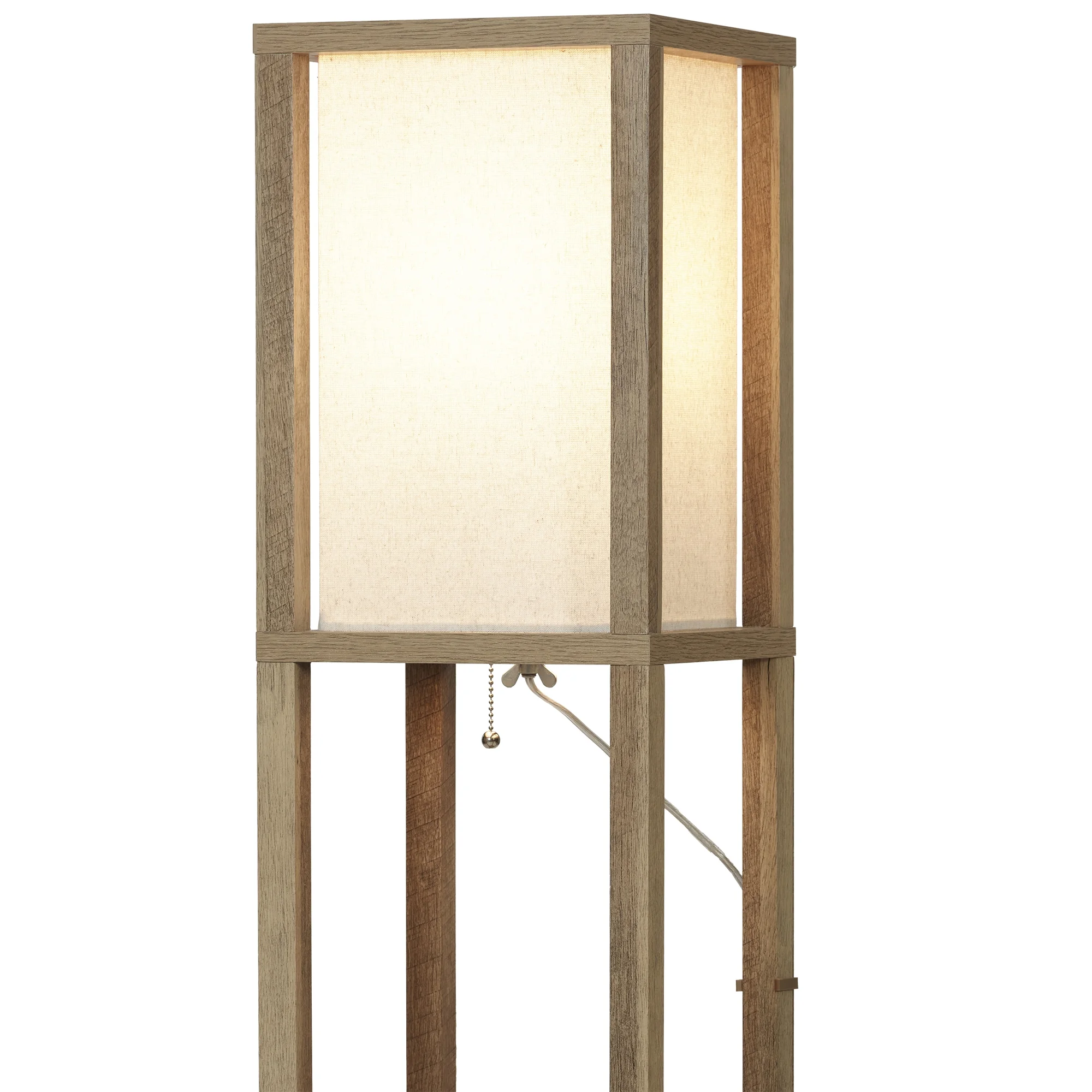 Better Homes & Gardens 62.25" Modern Pull Chain Weathered Floor Lamp with Natural Square Shade - Image 4