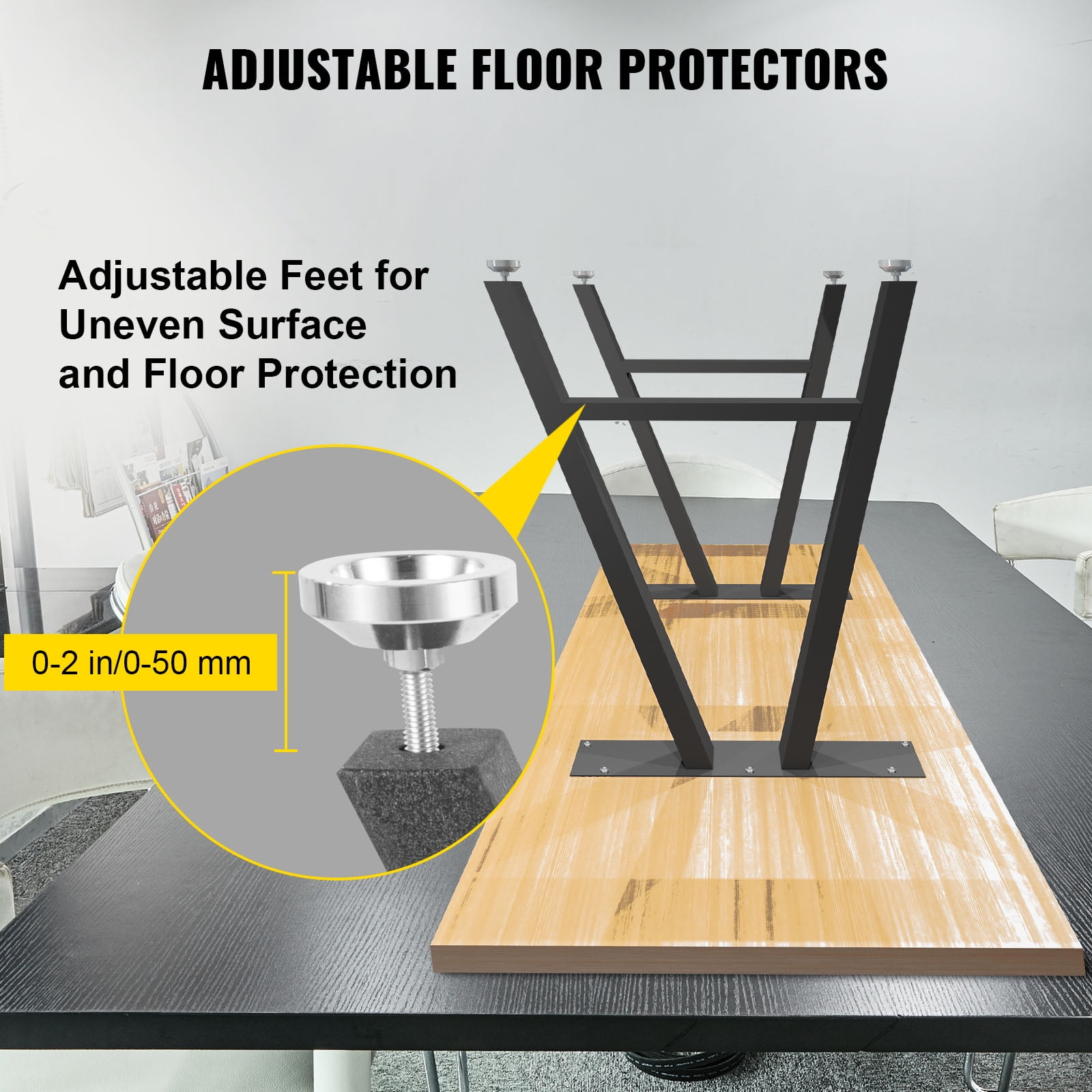 VEVOR Metal Table Legs 28 x 17.7 inch A-Shaped Desk Legs Set of 2 Heavy Duty Bench Legs with Polyurethane Coating,Furniture Legs with Floor Protectors,Wrought Iron Coffee Table Legs for Home DIY Bla - Image 7