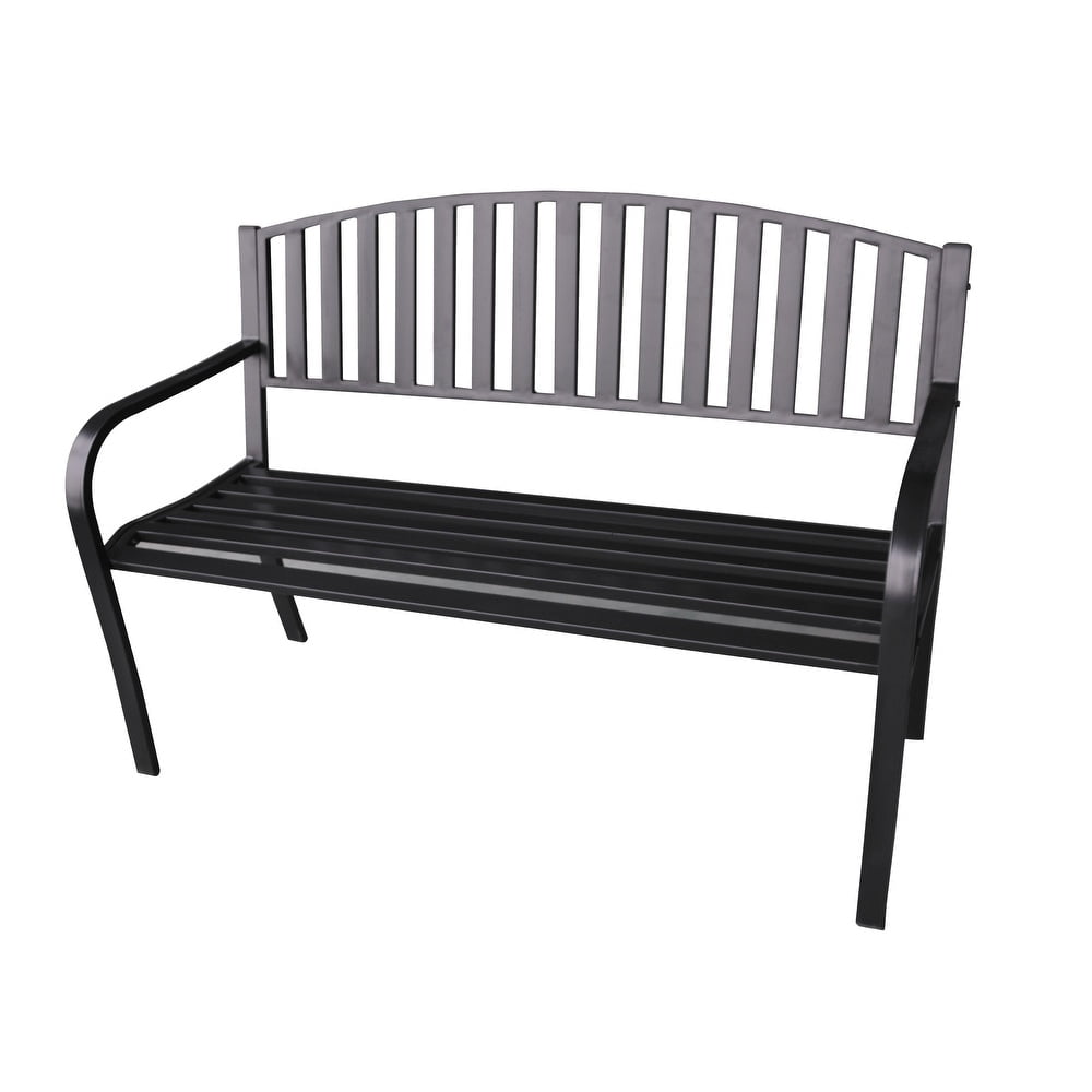 Abble Stainless Steel Weather Resistant Garden Bench, Black - Image 2