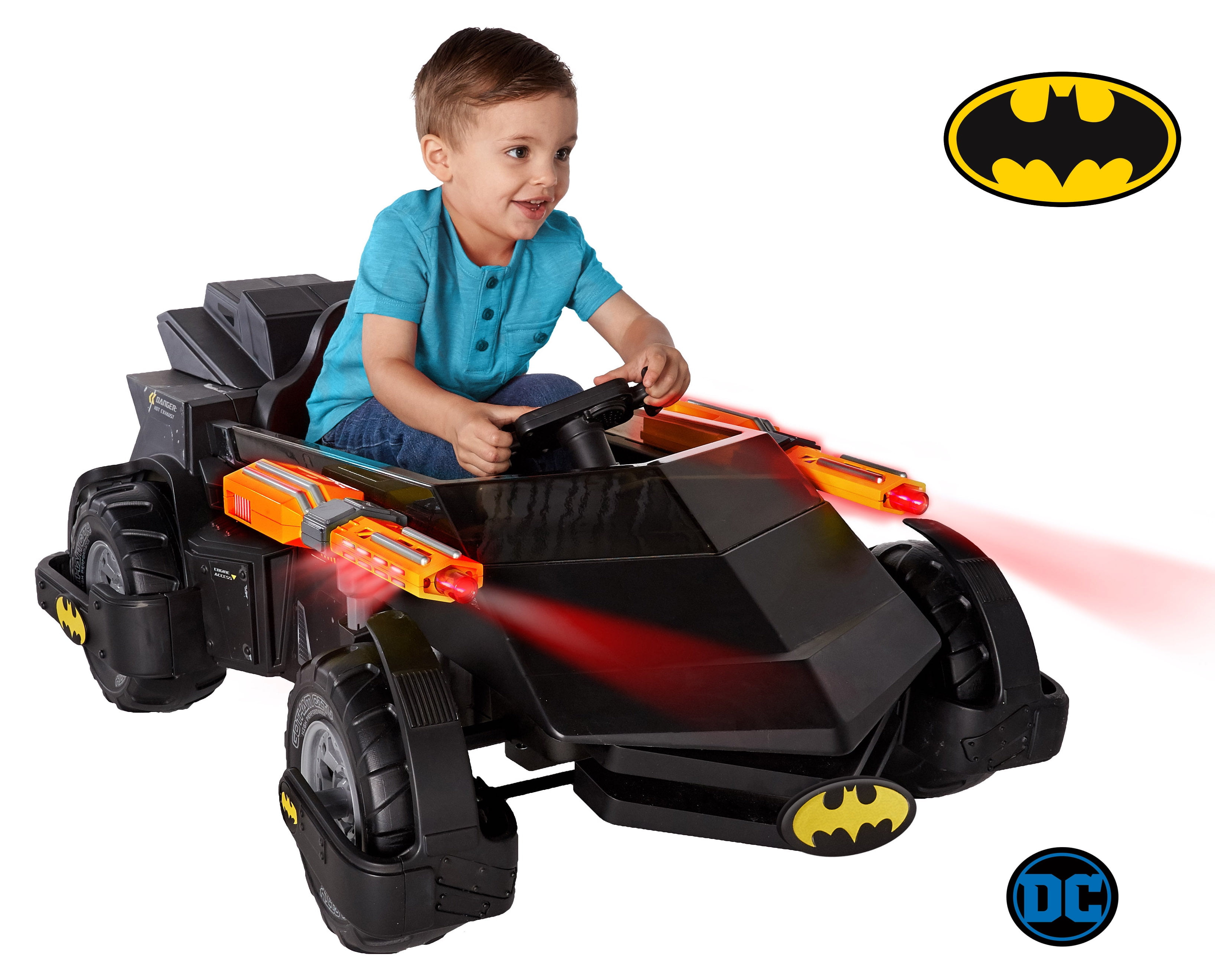 6 Volt DC Comics Batman Batmobile Battery Powered Ride-on - Features Light up Cannons and Sounds! - Image 11