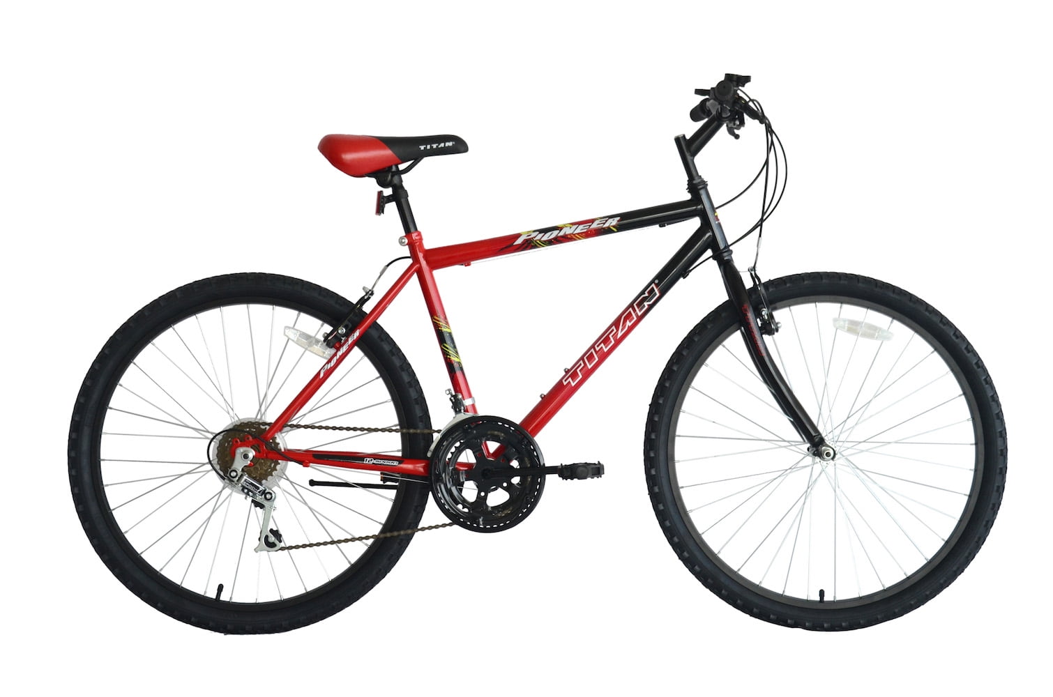 Titan Pioneer 18-Speed Men's Mountain Bike, Red - Image 2