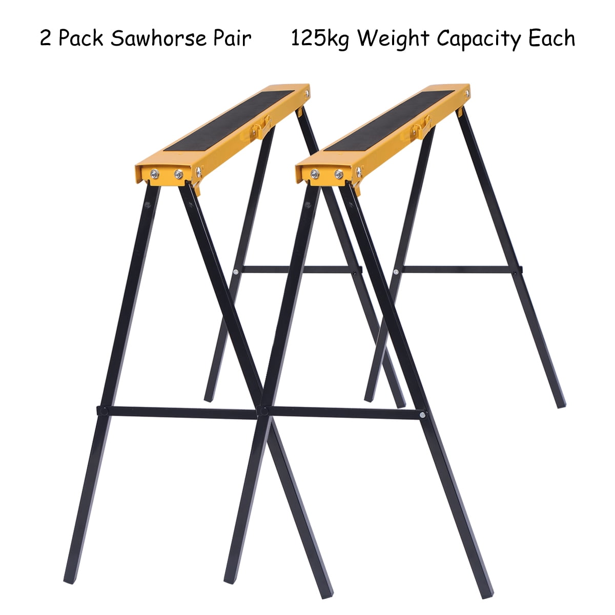 Gymax 2 Pack Heavy Duty Saw Horse Steel Folding Legs Portable - Image 10