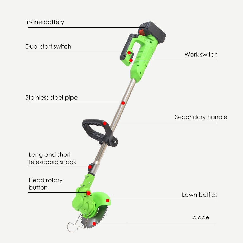 Jinyi Electric Cordless Grass String Trimmer Lawn Edger Weed Eater Cutter + 2 Battery - Image 3