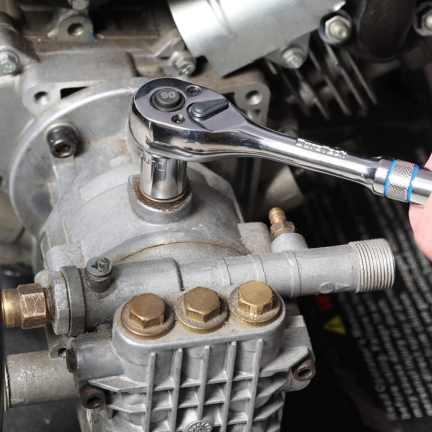 DURATECH 93 Piece Mechanics Tool Set, SAE/ Metric Drive Socket Set(1/4 inch and 3/8 inch) with Ratchiet Handle Spark Plug Magnetic Biti Driver and Tool Accessories Set - Image 9