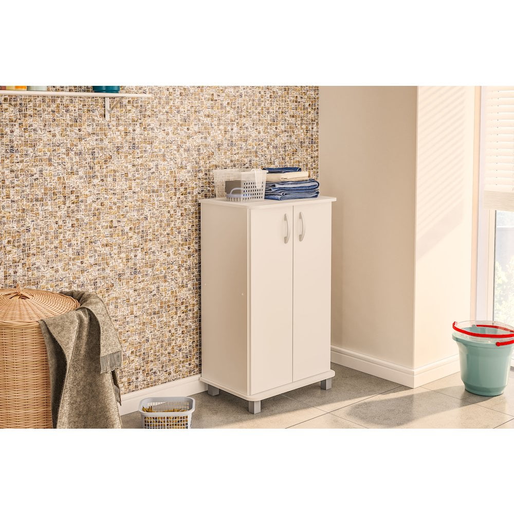 Polifurniture Michigan 40 in. 2 Door Storage Cabinet with 4 Shelves, White - Image 7