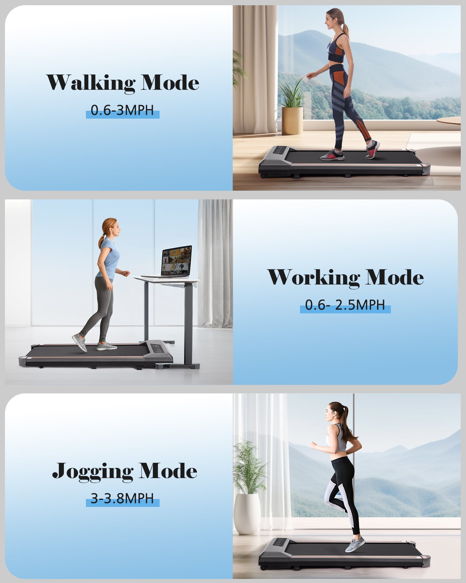 Naipo Treadmill Walking Pad 2.5HP with Large LCD Display Portable Wheels and Max Capacity 265lb for Home Use - Image 4