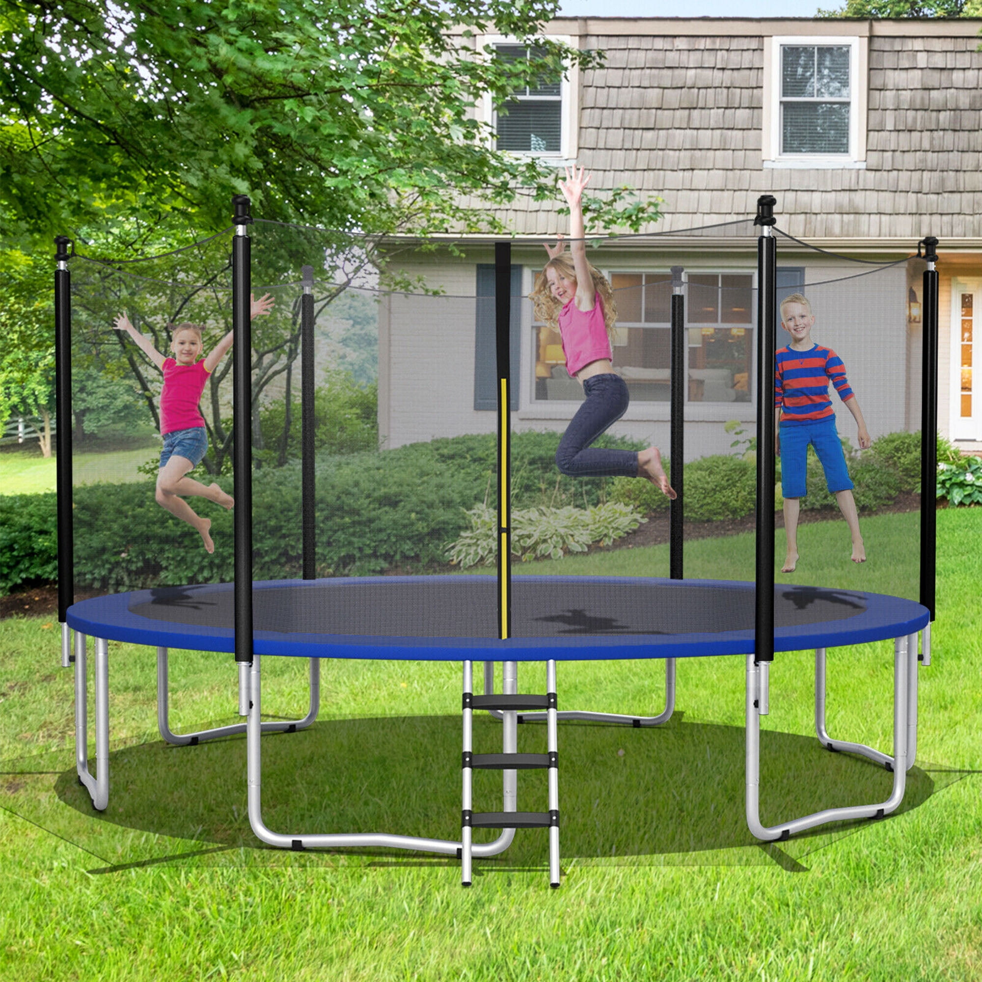 Gymax 16FT Replacement Trampoline Safety Enclosure Net w/ Zipper & Buckle for 6 Poles - Image 2
