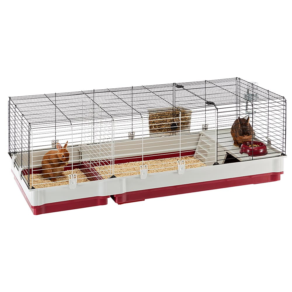Ferplast Krolik XL Rabbit Cage 140 (Includes Wire Hutch) | 55.9L x 23.62W x 19.7H inches | Burgundy & Cream - Image 5
