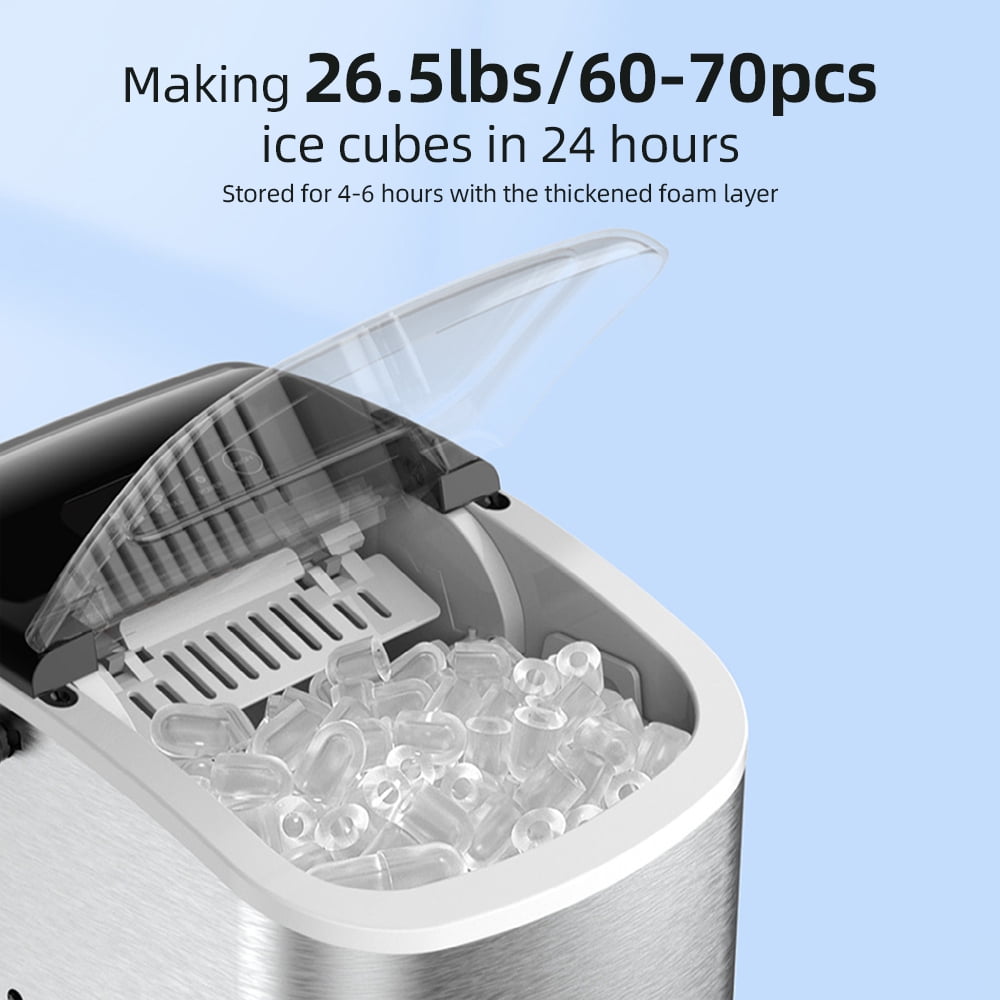 Portable Countertop Ice Maker, Self-Cleaning Ice Maker Machine with Ice Scoop & Basket for Home, Party, Camping, 26Lbs/24H - Image 6