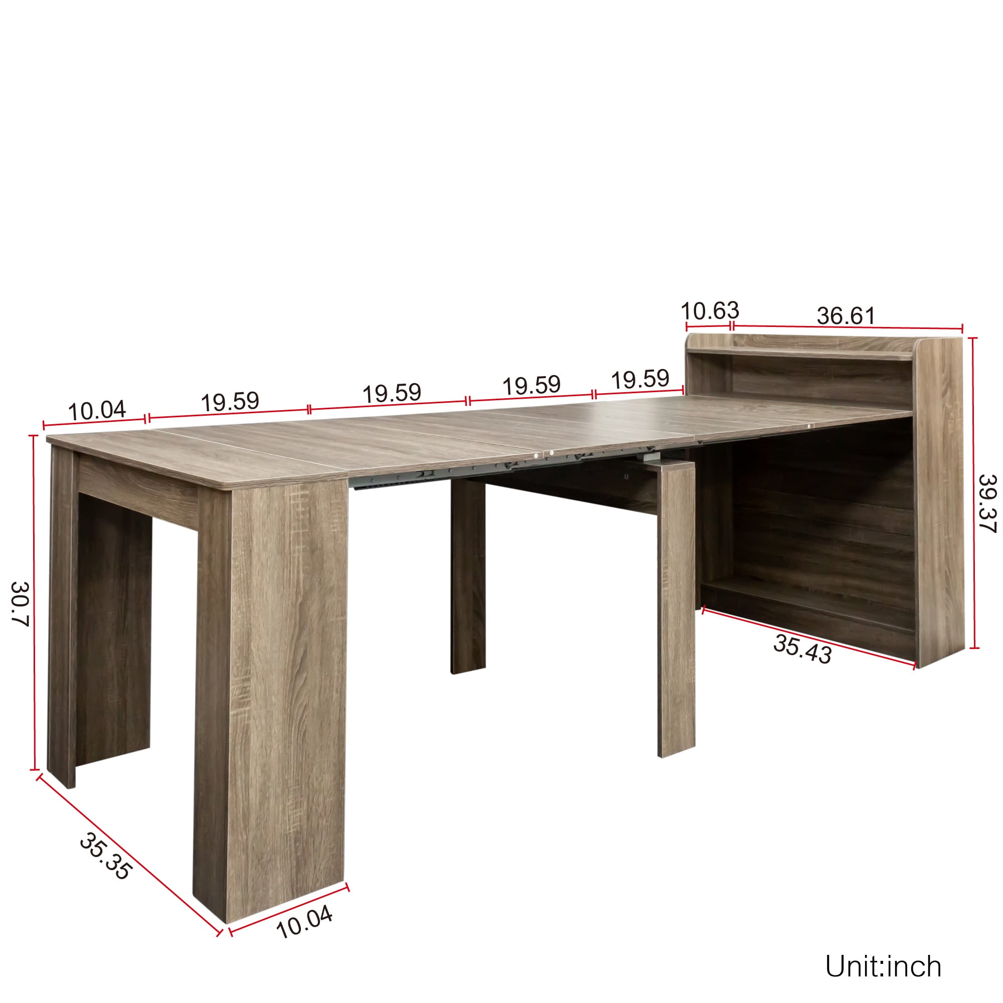 PORKISS Extendable Dining Table, Wooden Kitchen Table with Storage, Classical Dinner table, Modern Rectangle Dining Table for Kitchen, Dining Room, and Living Room, Barn Wood - Image 11