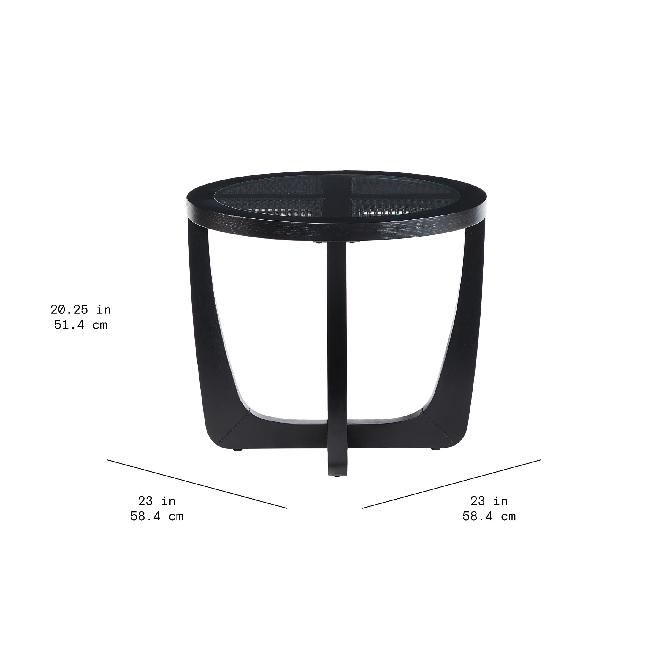 Beautiful Glass Rattan End Table, Black - Image 7