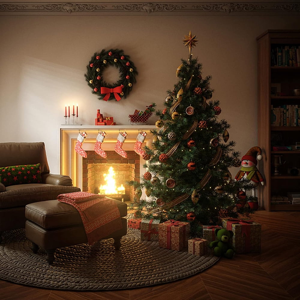 IC ICLOVER 6.5ft Premium Spruce Artificial Holiday Christmas Tree for Home, Office, Party Decoration w/850 Branch Tips, Easy Assembly, Metal Hinges & Foldable Base - Image 8