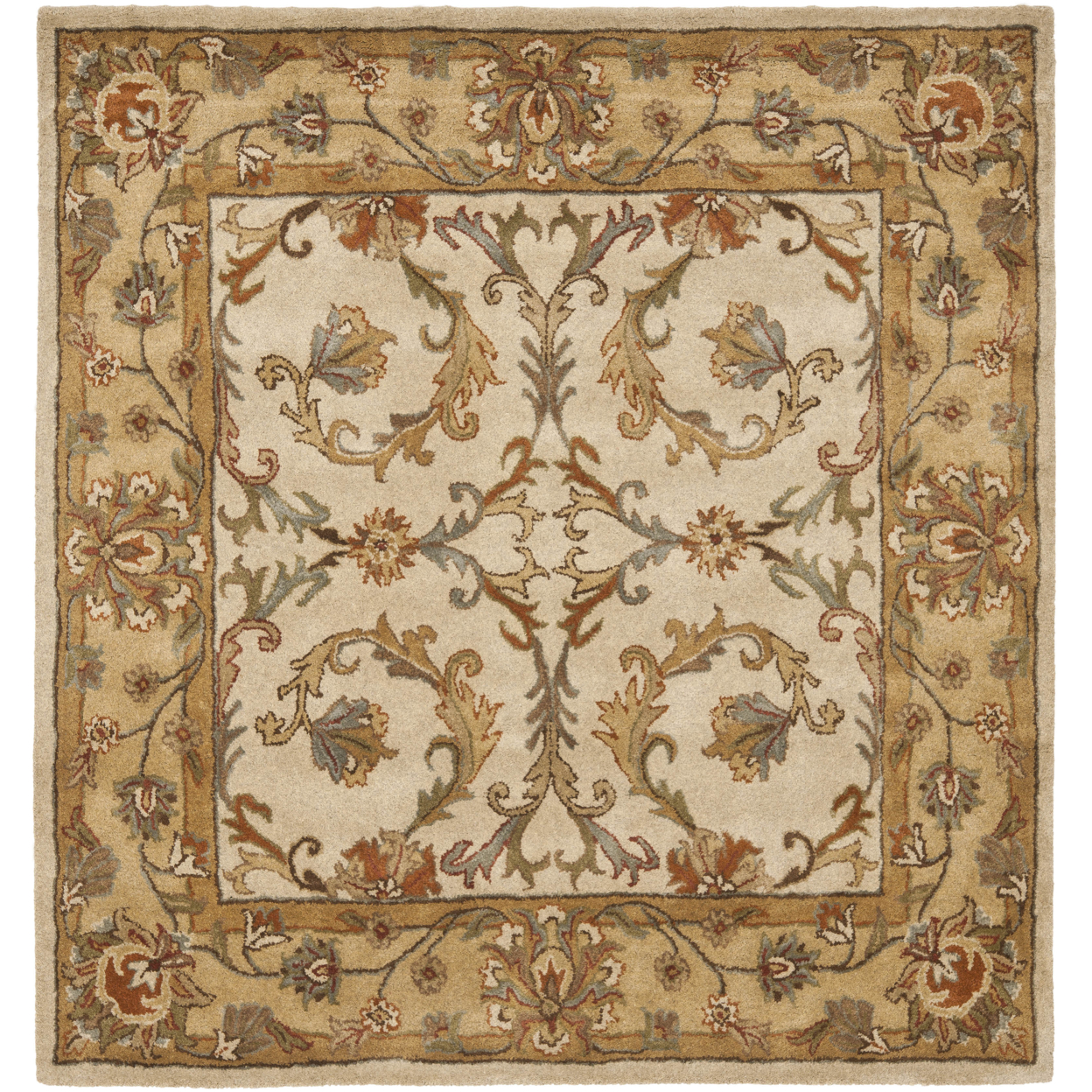 SAFAVIEH Heritage Norwood Oriental Wool Area Rug, Beige/Gold, 6' x 6' Square - Image 8