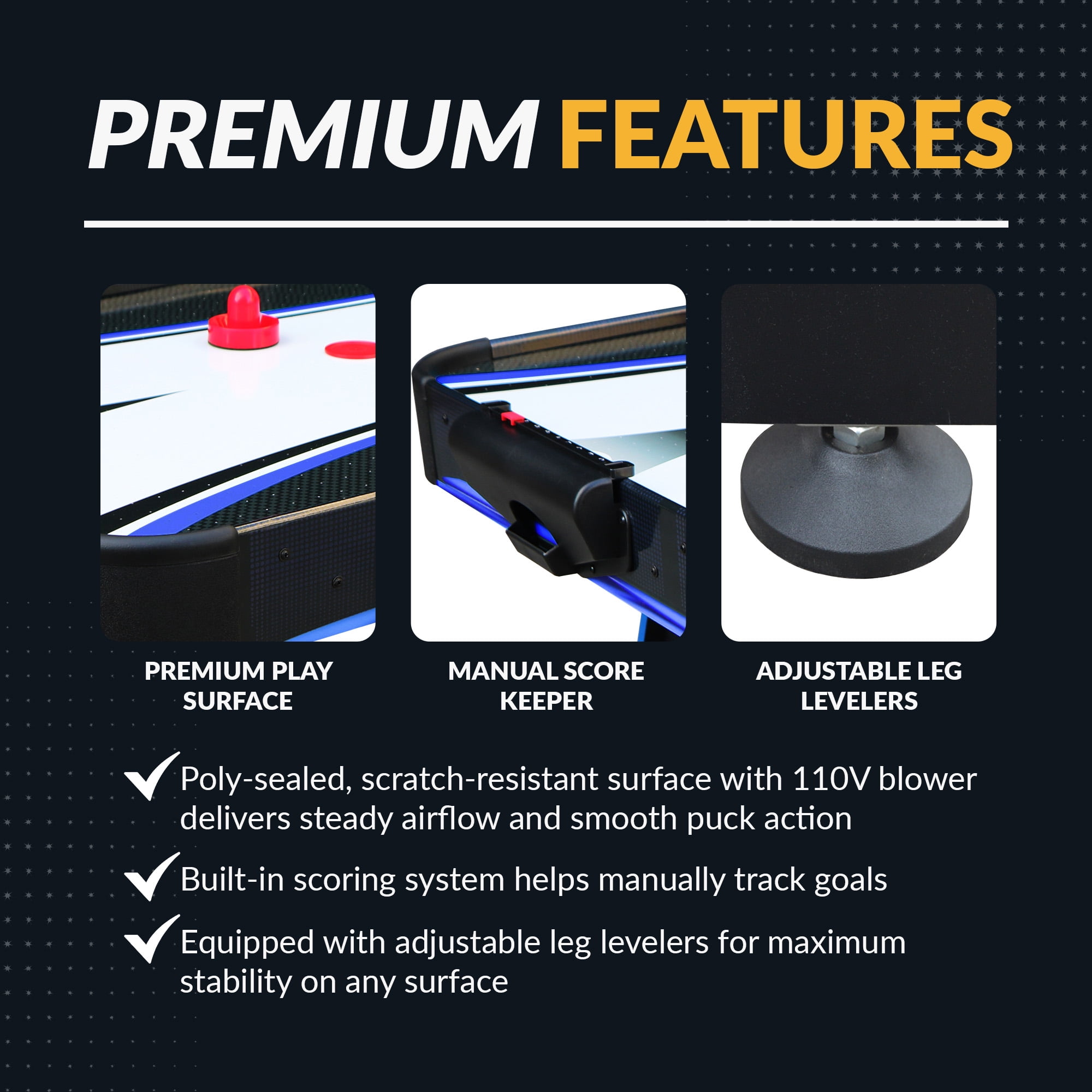 Hathaway Bandit Air Hockey Table, 5-ft, Black/Blue - Image 6