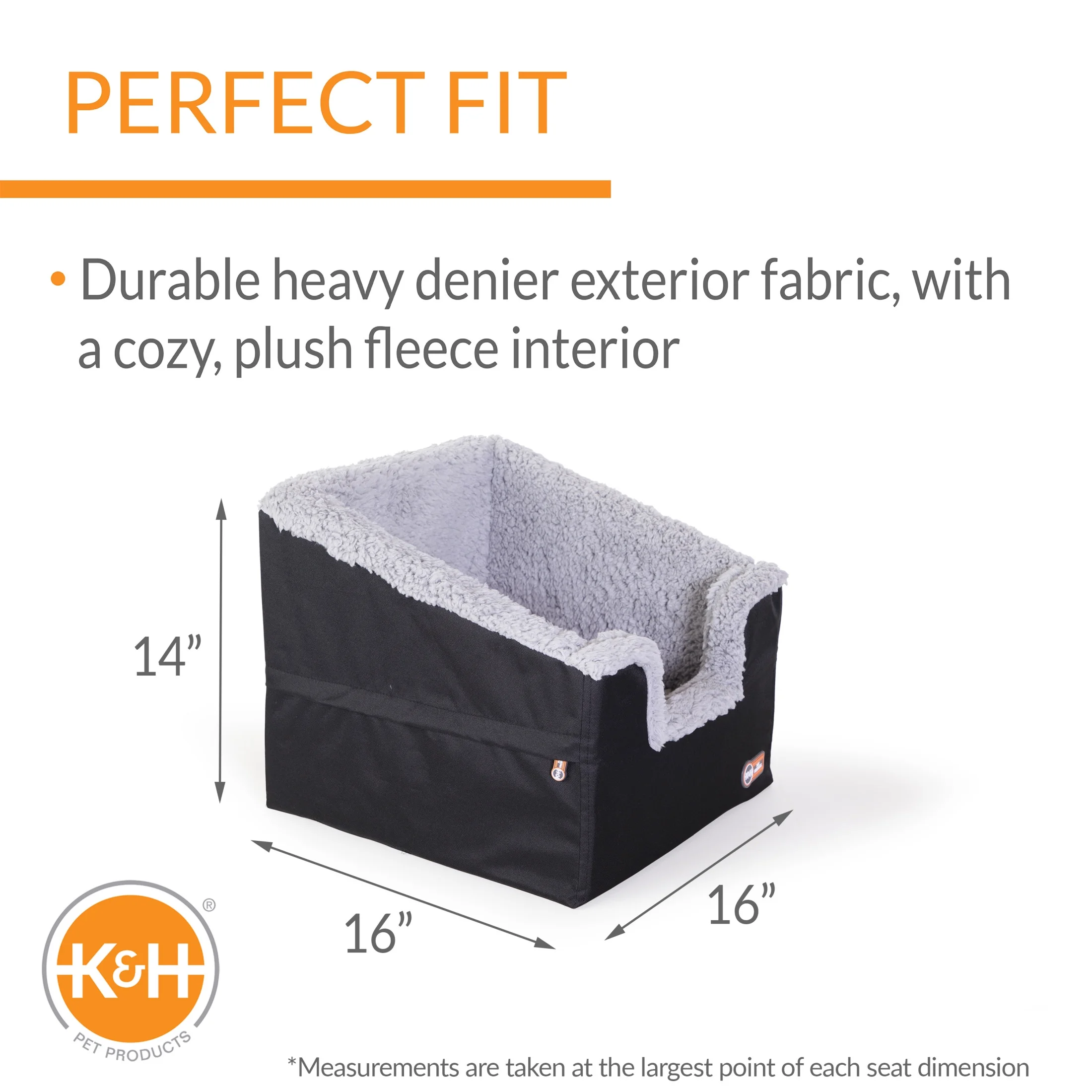 K&H Pet Products Bucket Booster Pet Seat Rectangle Knockdown Black/Gray Small - Image 3