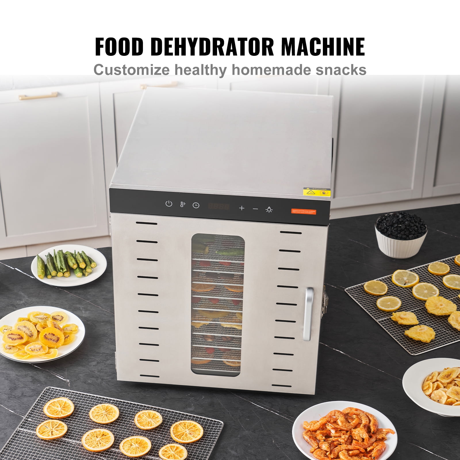KFFKFF 10 Tray Food Dehydrator Machine - Stainless Steel, 1000W, Ideal for Drying Jerky and Fruit - Image 5
