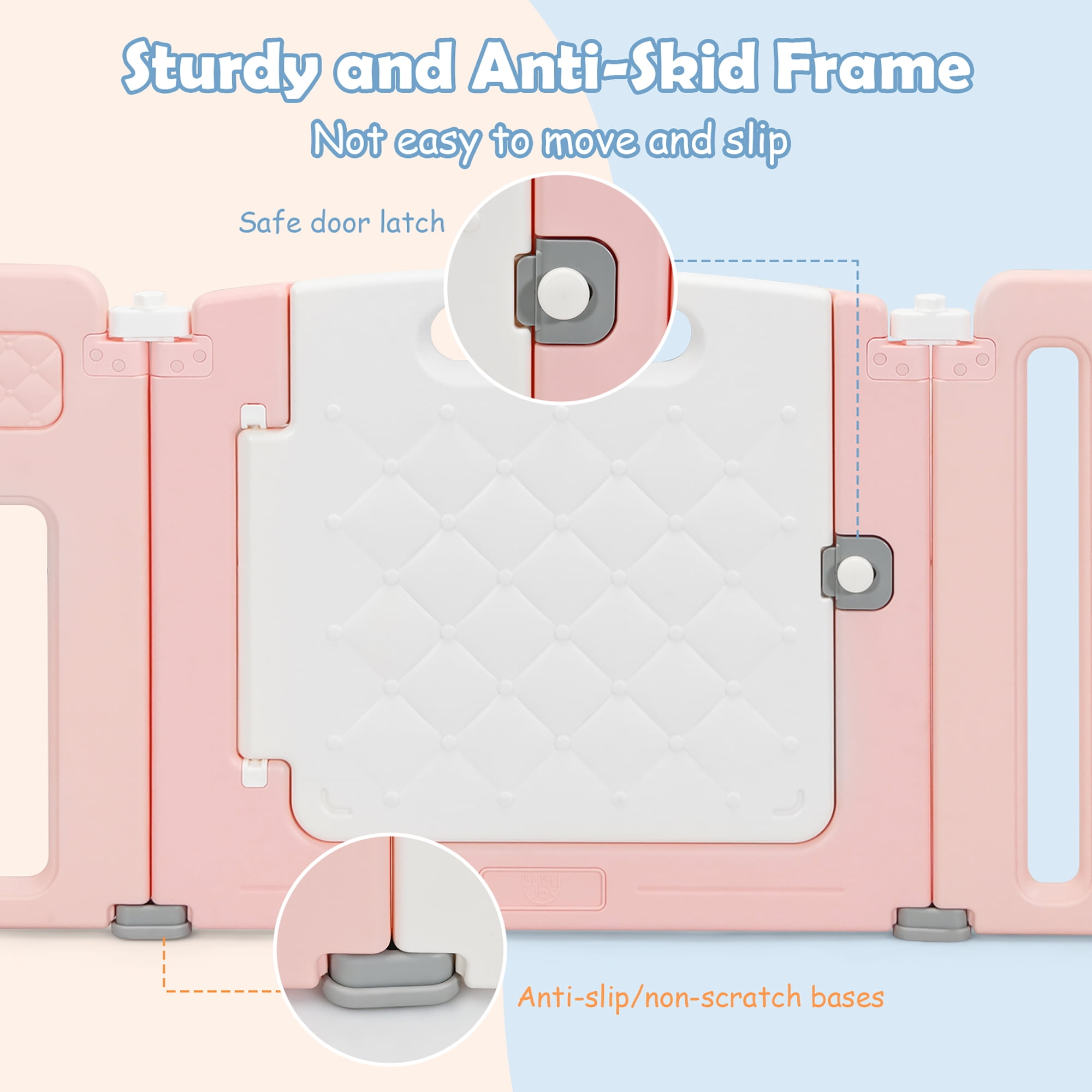 Costway 16 Panels Baby Safety Playpen Kids Safety Activity Play Center w/ Drawing Board - Image 7