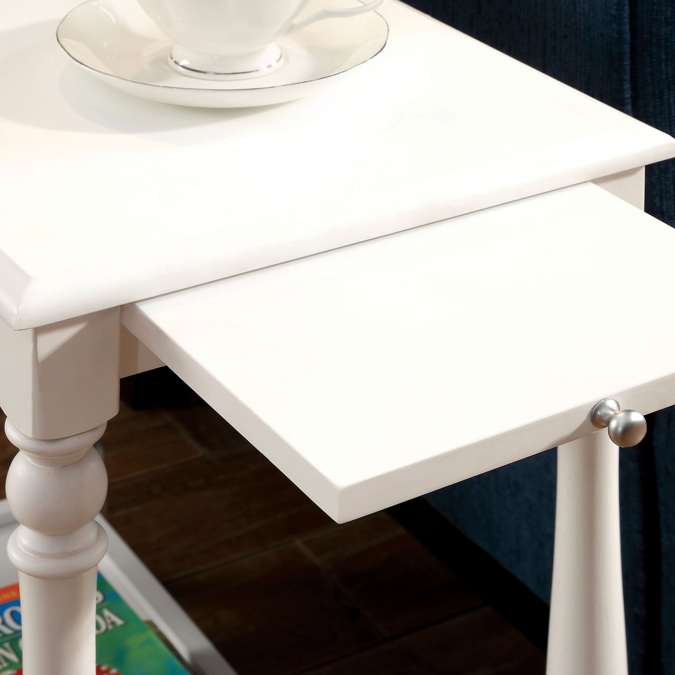Furniture of America Lutz 1-Shelf End Table with Tray, White - Image 2
