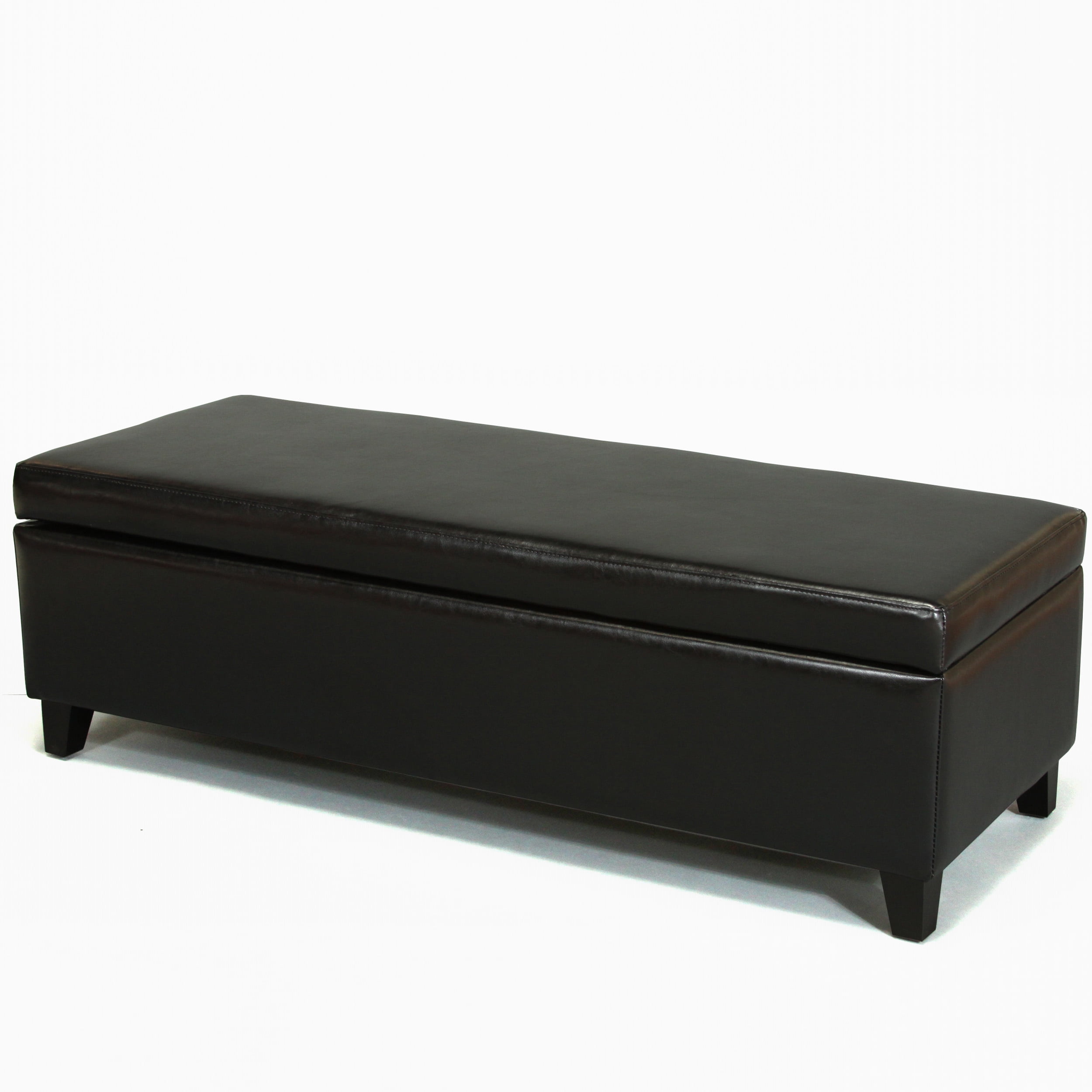 Noble House Farmer Bonded Leather Storage Ottoman Bench, Black - Image 3