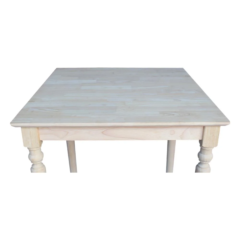Solid Wood Top Table, Turned Legs - Image 2