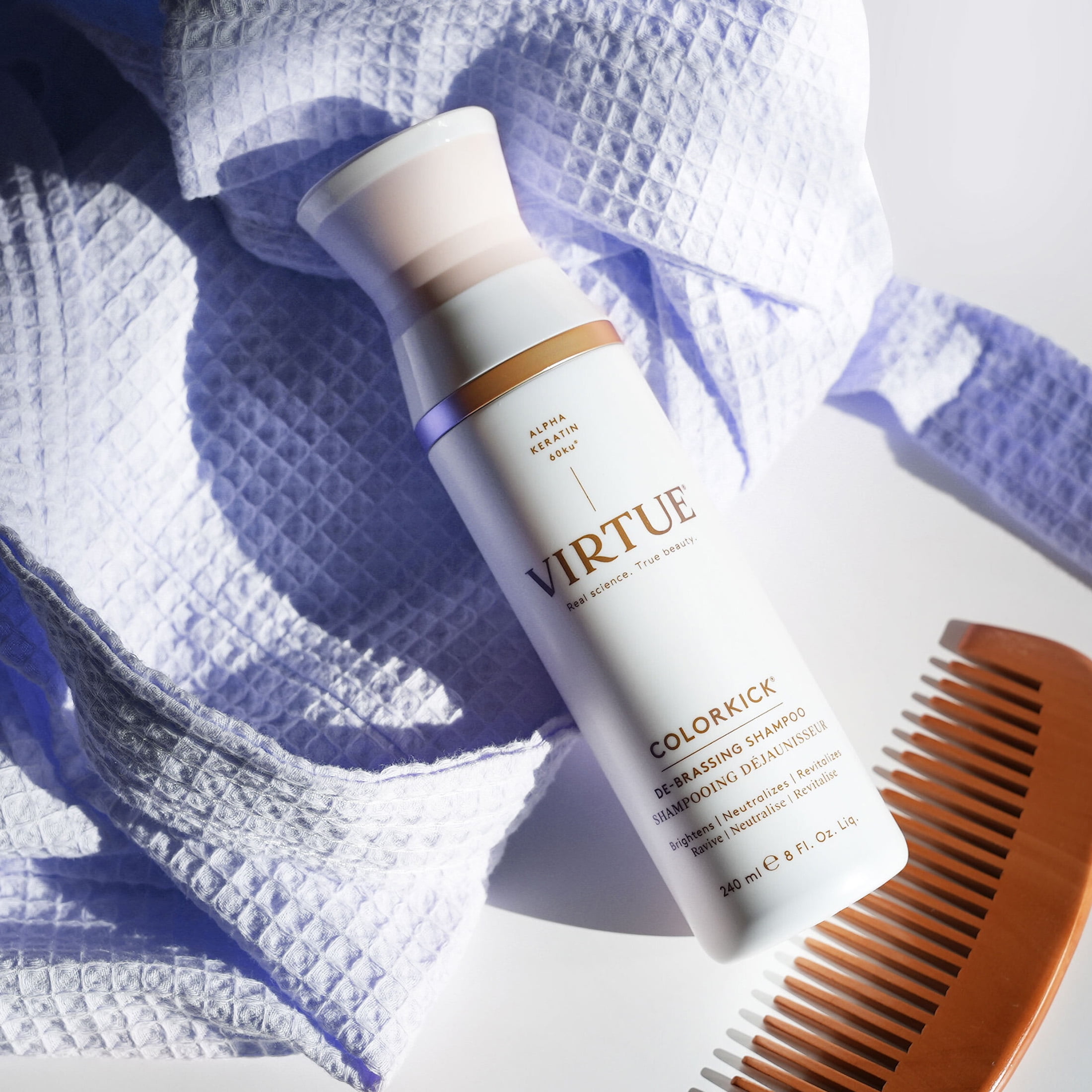 Virtue Colorkick Blue-Purple De-Brassing Hair Care Shampoo for All Hair Shades, 8 oz - Image 5