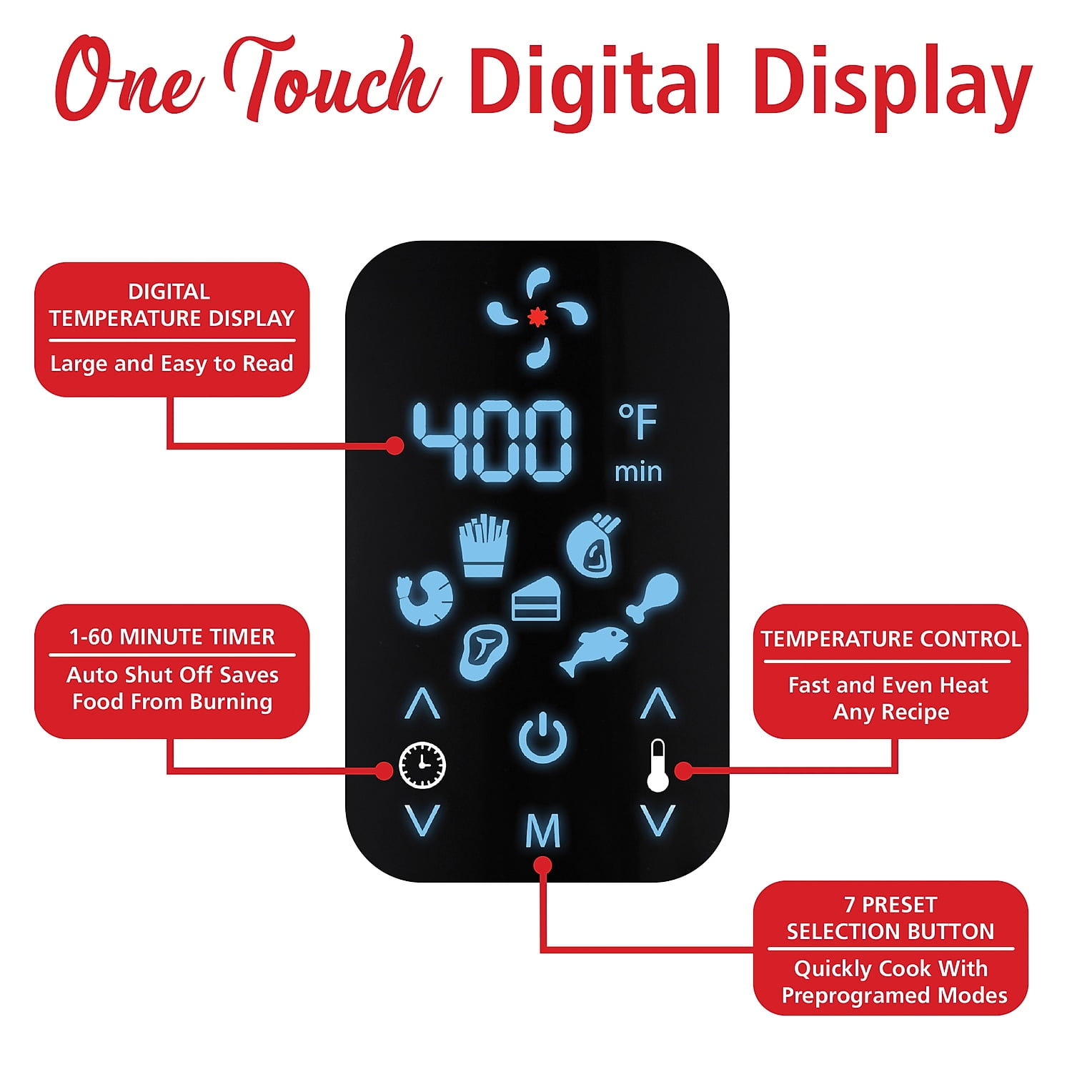 Brentwood Extra Large 1400 Watt 5 Quart Electric Digital Air Fryer with Temperature Control in Black - Image 6