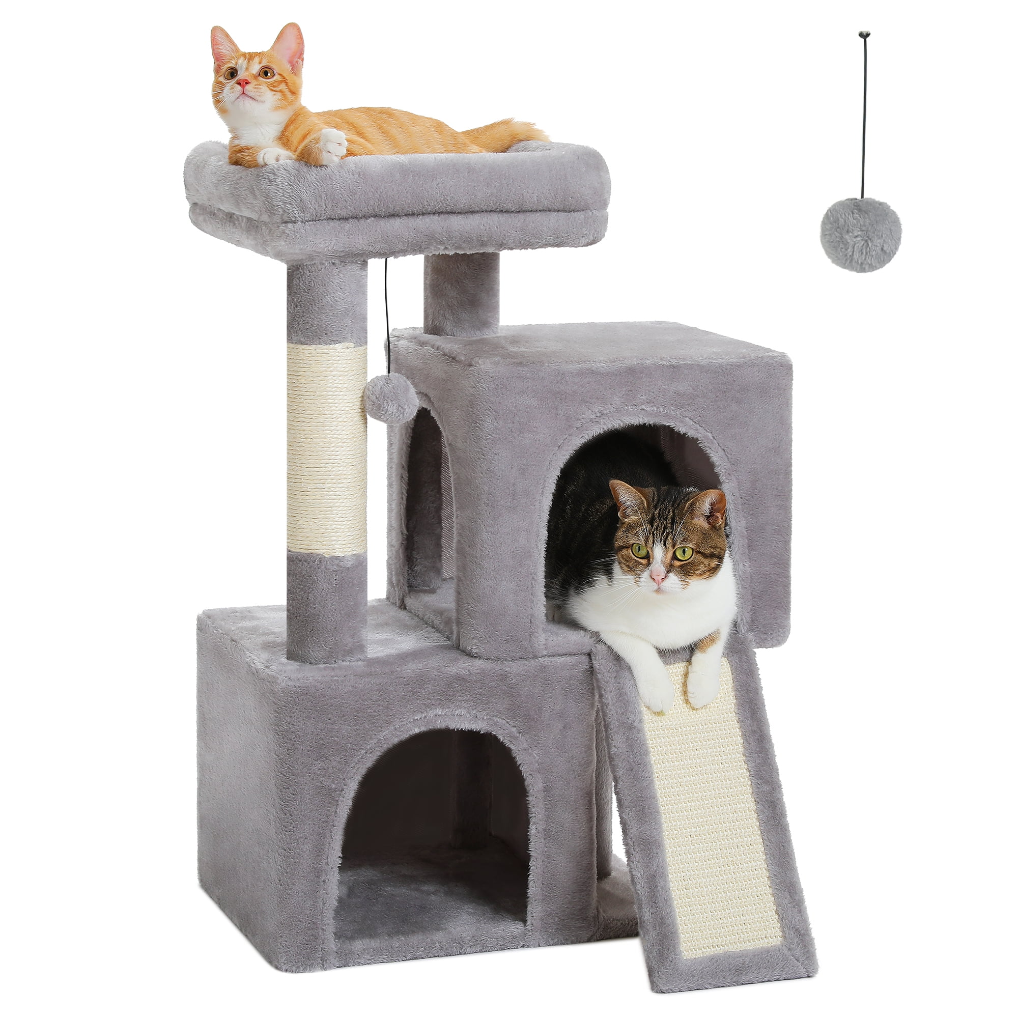PAWZ Road 30" Cat Tree Condo with Sisal Scratcing Post Tower Ramp for Indoor Catss, Gray - Image 8