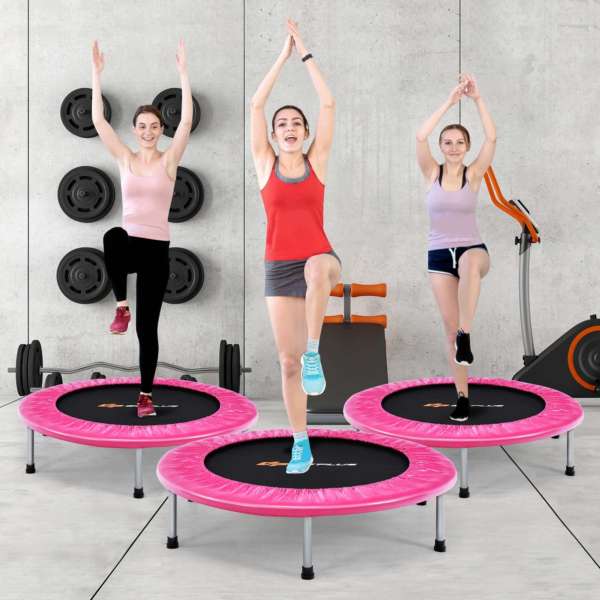 Costway 38'' Rebounder Trampoline Adults and Kids Exercise Workout w/Padding & Springs - Image 2