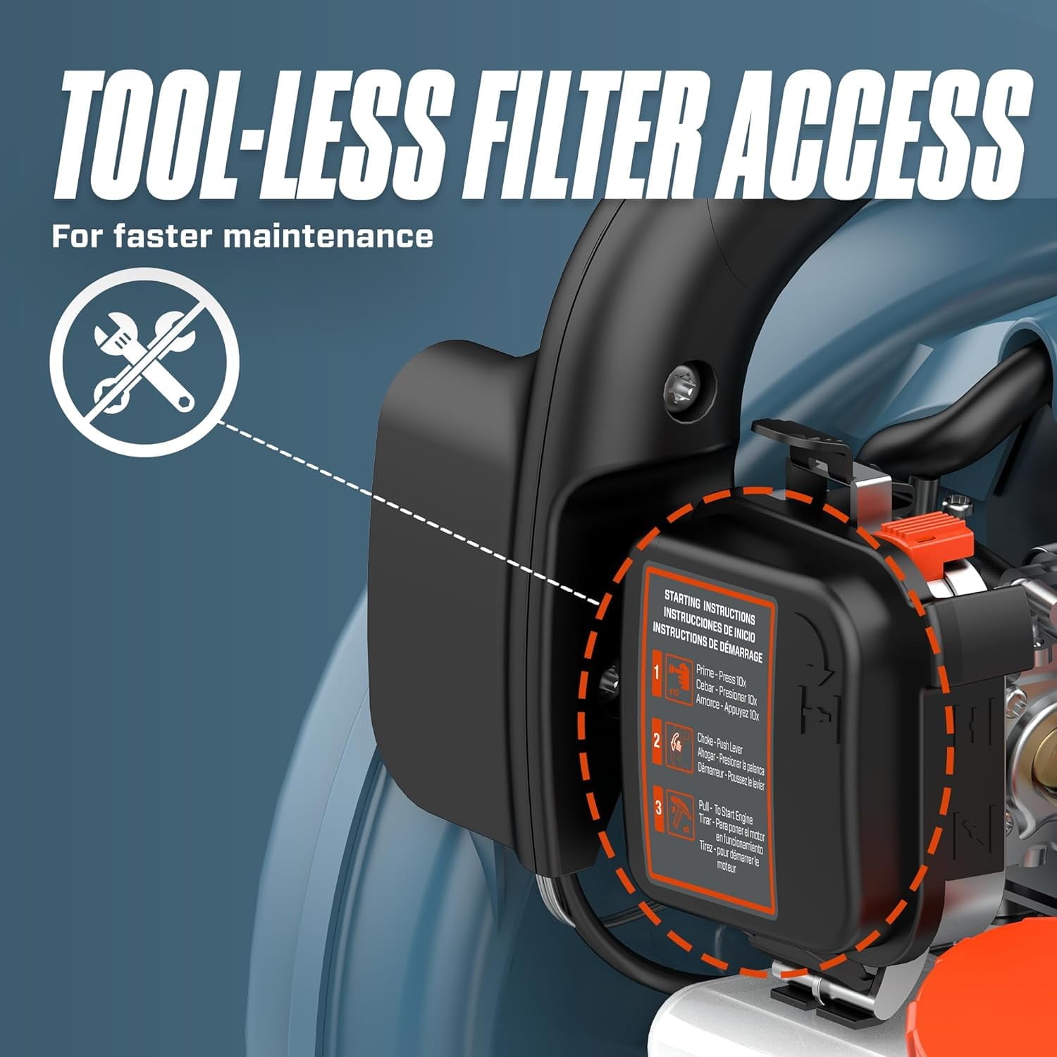 SENIX 4QL 26.5cc 4-Cycle Gas Powered Leaf Blower, 410 CFM/125 MPH, Dual-Grip Handle, Lightweight, BL4QL-L - Image 10