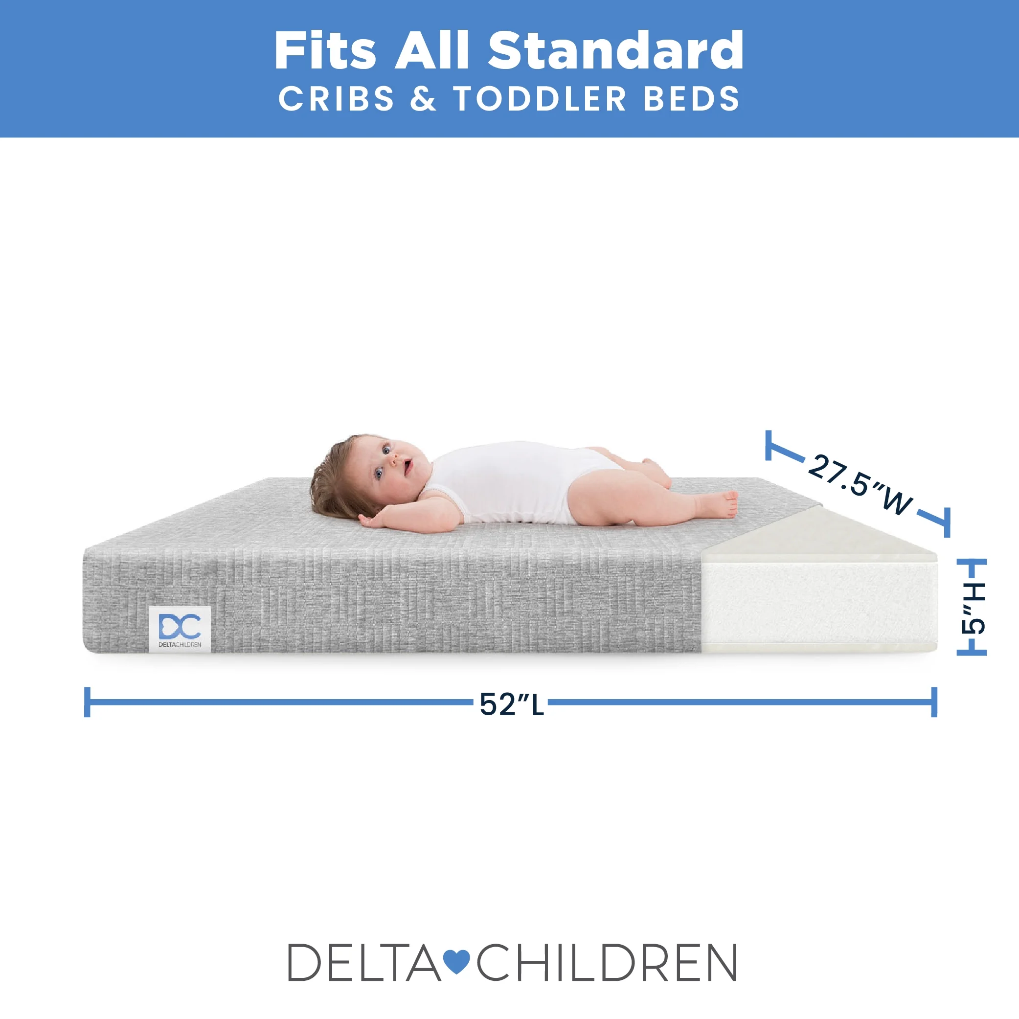 Delta Children Sweet Beginnings Dual Sided Baby Crib Mattress and Toddler Mattress, GREENGUARD Gold and CertiPUR-US Certified, Firm Plant-Based Foam, Waterproof, 5 Year Warranty - Image 6