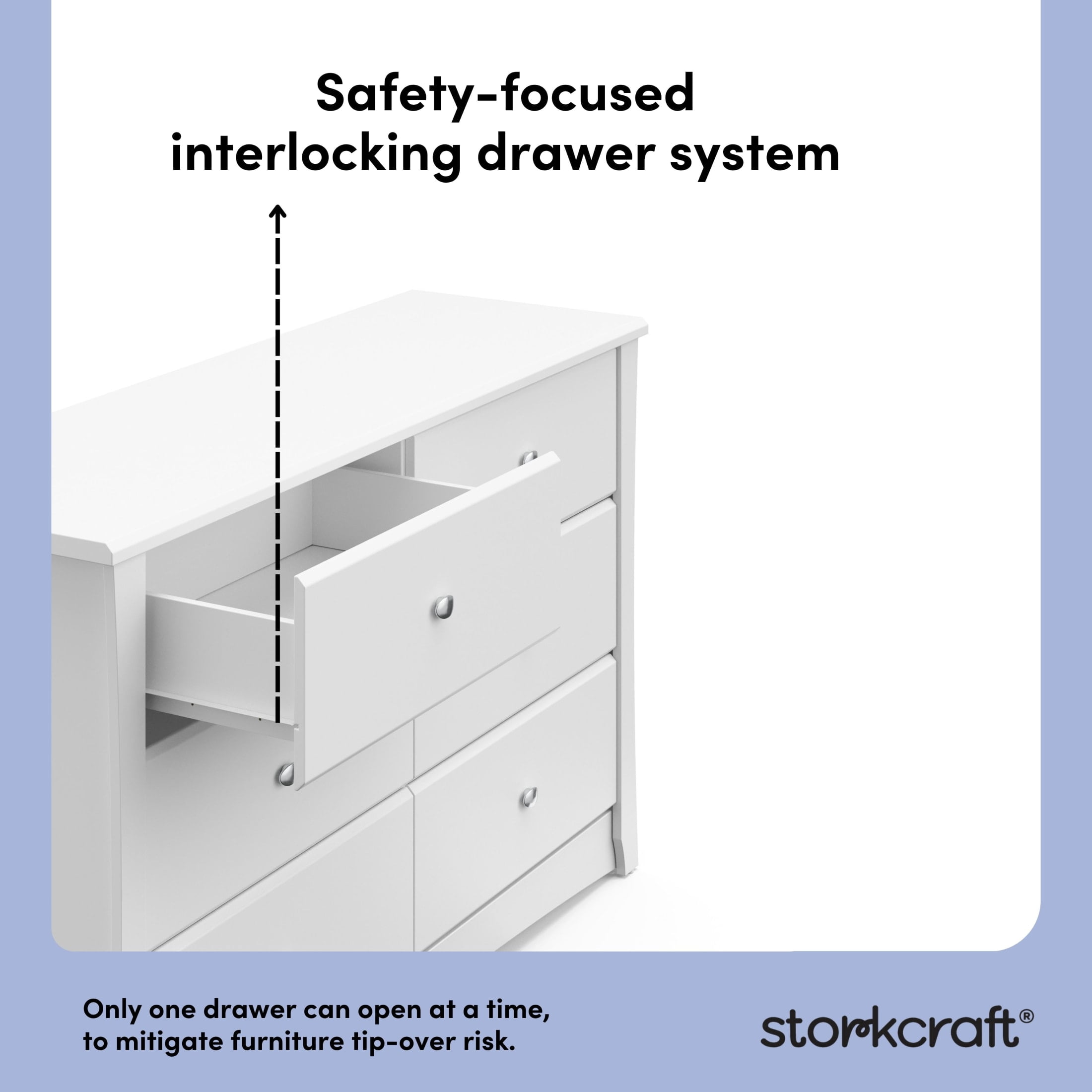 Storkcraft Crescent 6 Drawer Nursery Dresser, White - Image 14