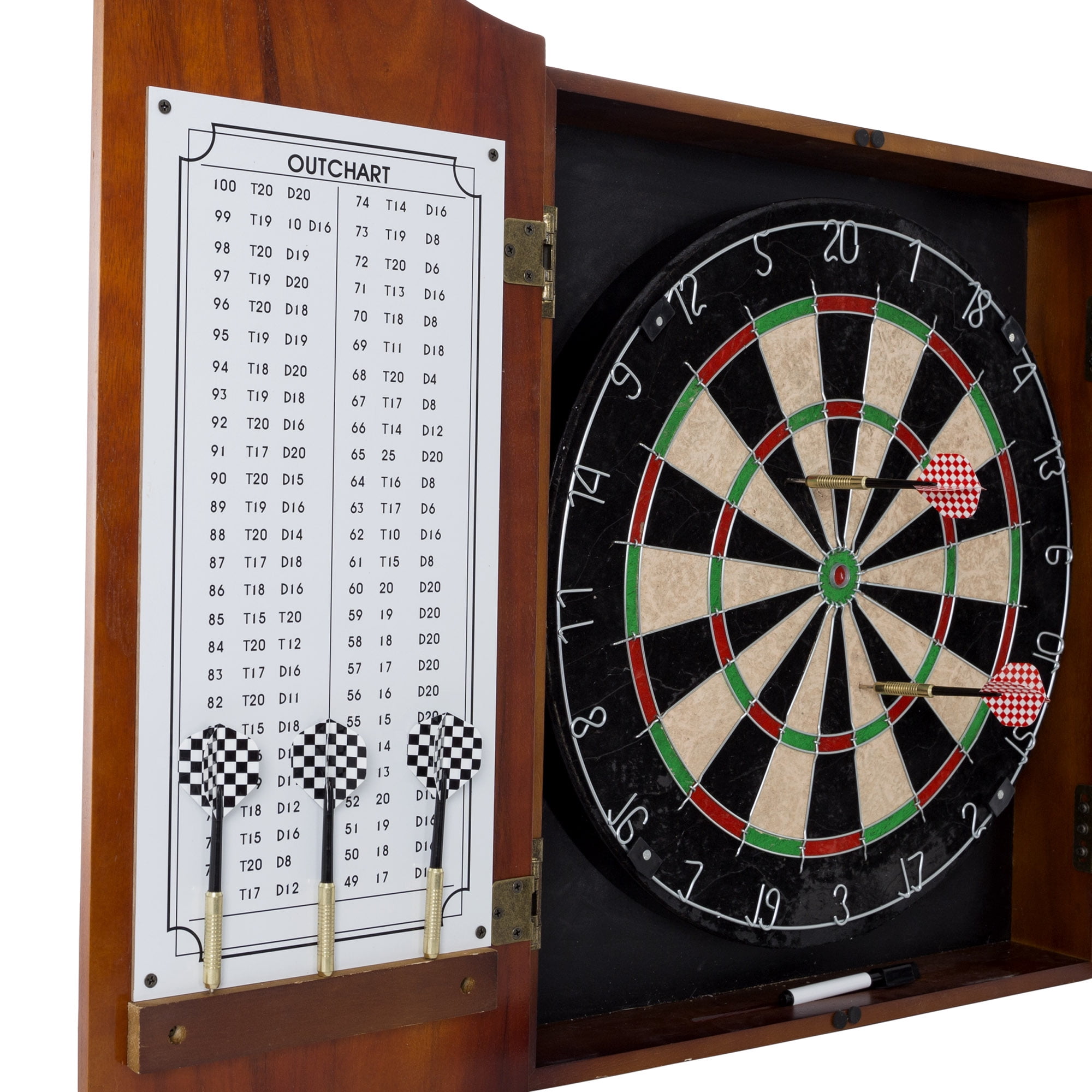 Trademark Games Professional Style Beveled Wood Dart Cabinet with Board and Darts - Image 3