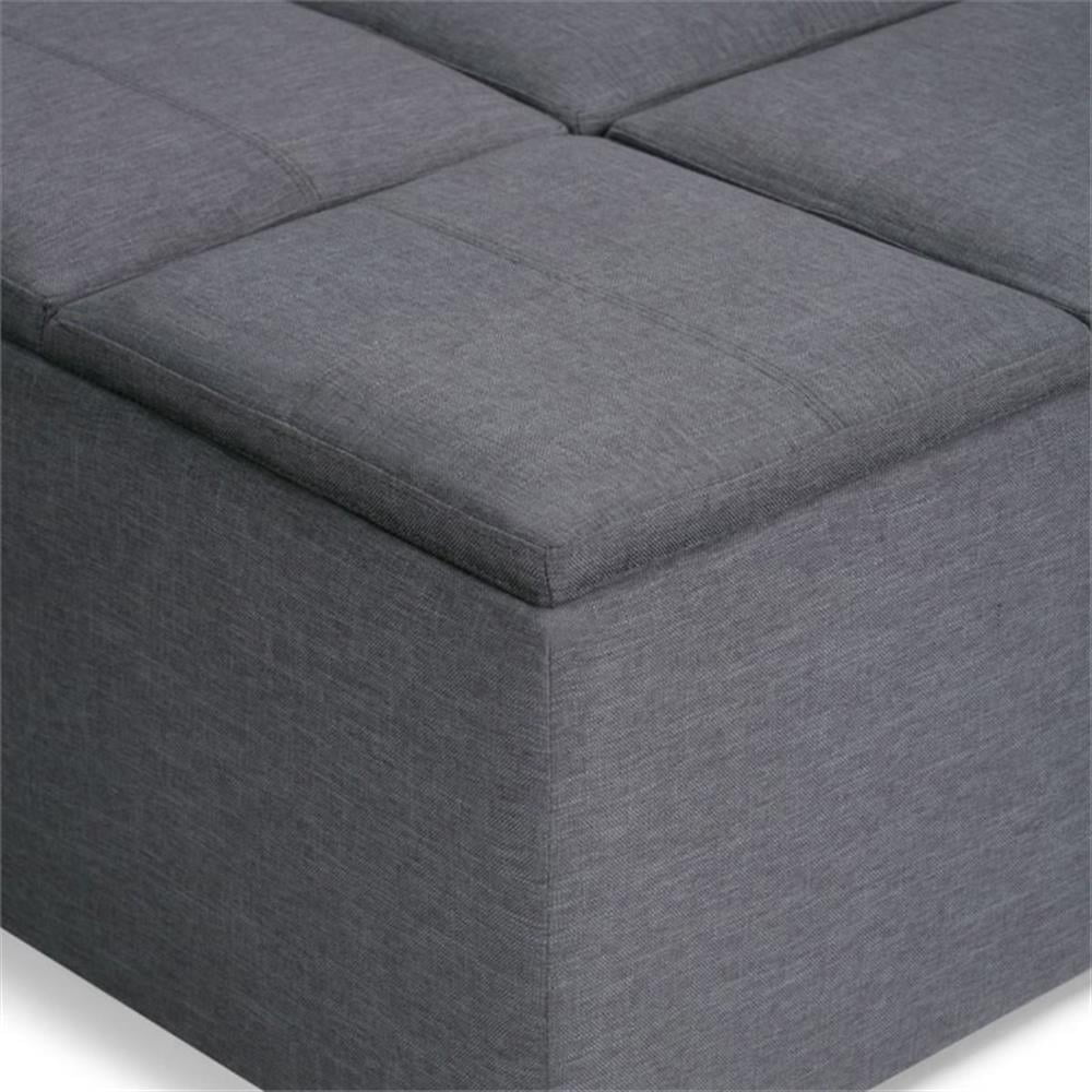 Simpli Home Avalon Coffee Table Storage Ottoman in Slate Gray - Image 2