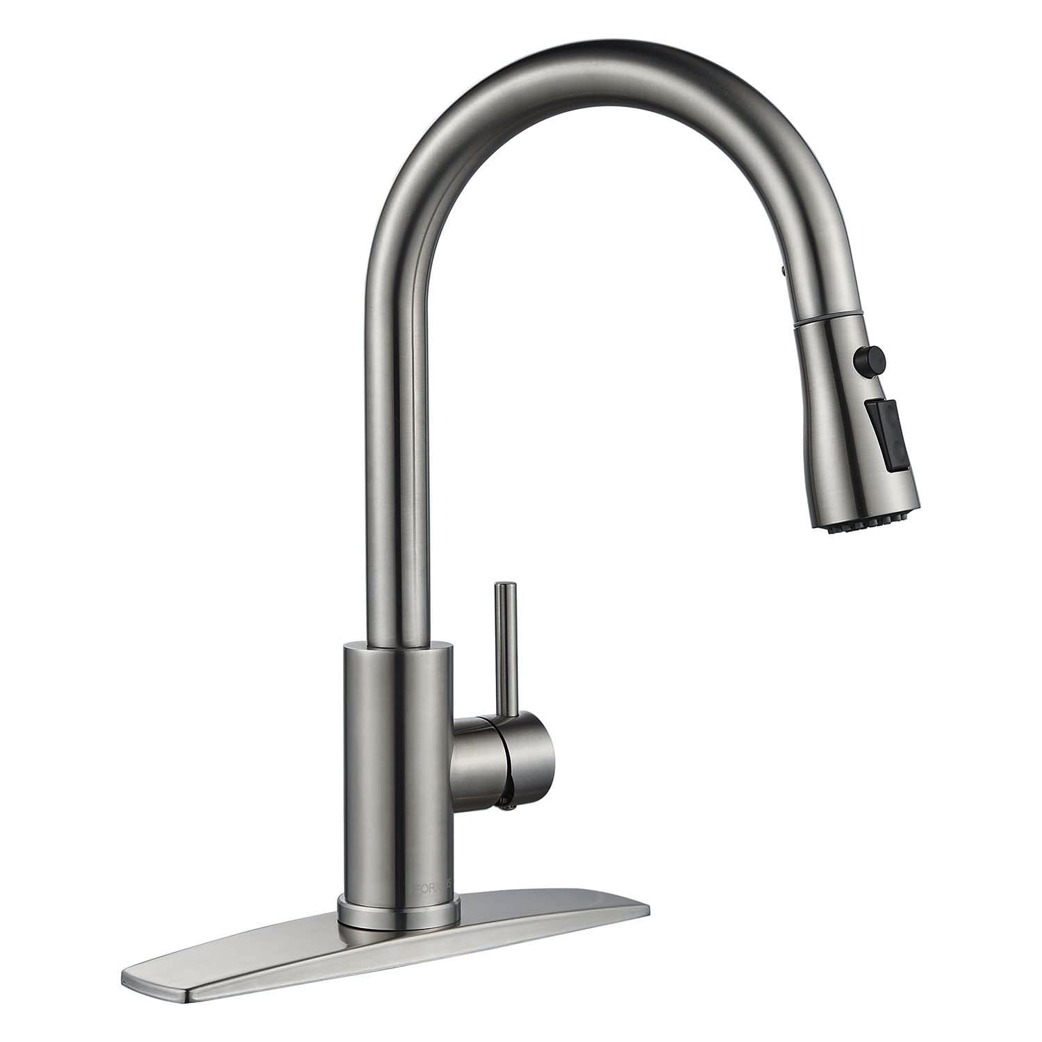 Forious Kitchen Faucet for Pull Down Sprayer Single Handle Sink Faucet Brushed Nickel in Kitchen - Image 2
