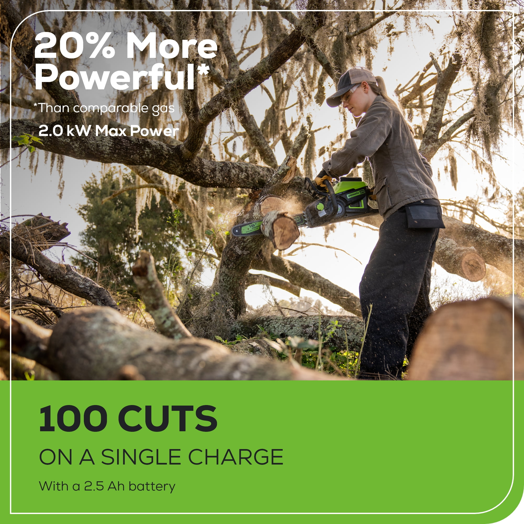Greenworks Pro 60V 16 in. Brushless Cordless 2kW Chainsaw with 2.5 Ah Battery and Charger - Image 5