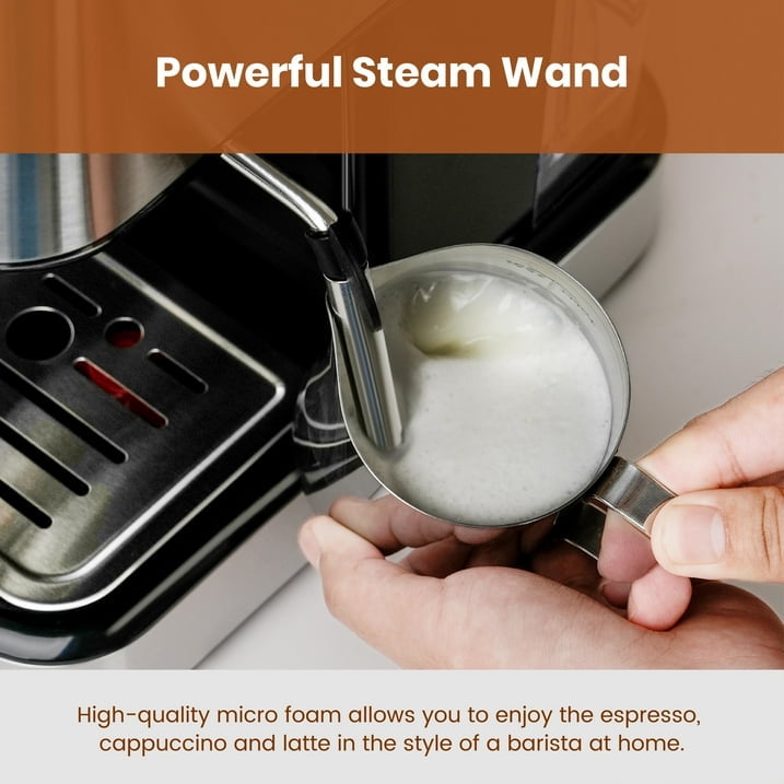 GEVI 20 Bar Stainless Steel Espresso Machine with Milk Frother Wand and Dual Temperature Control, GECME403L-U - Image 3