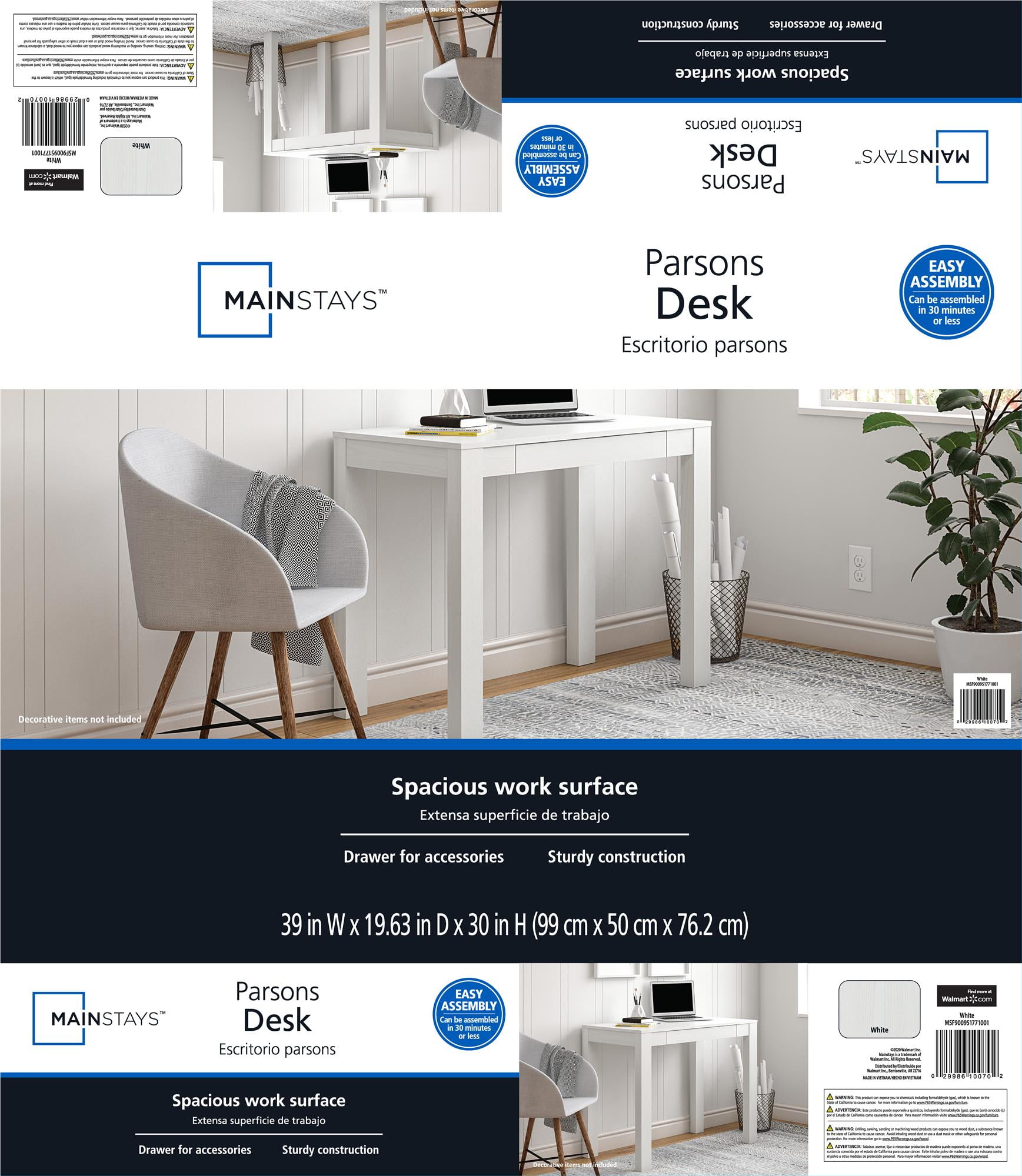 Mainstays Parsons Desk, White - Image 8