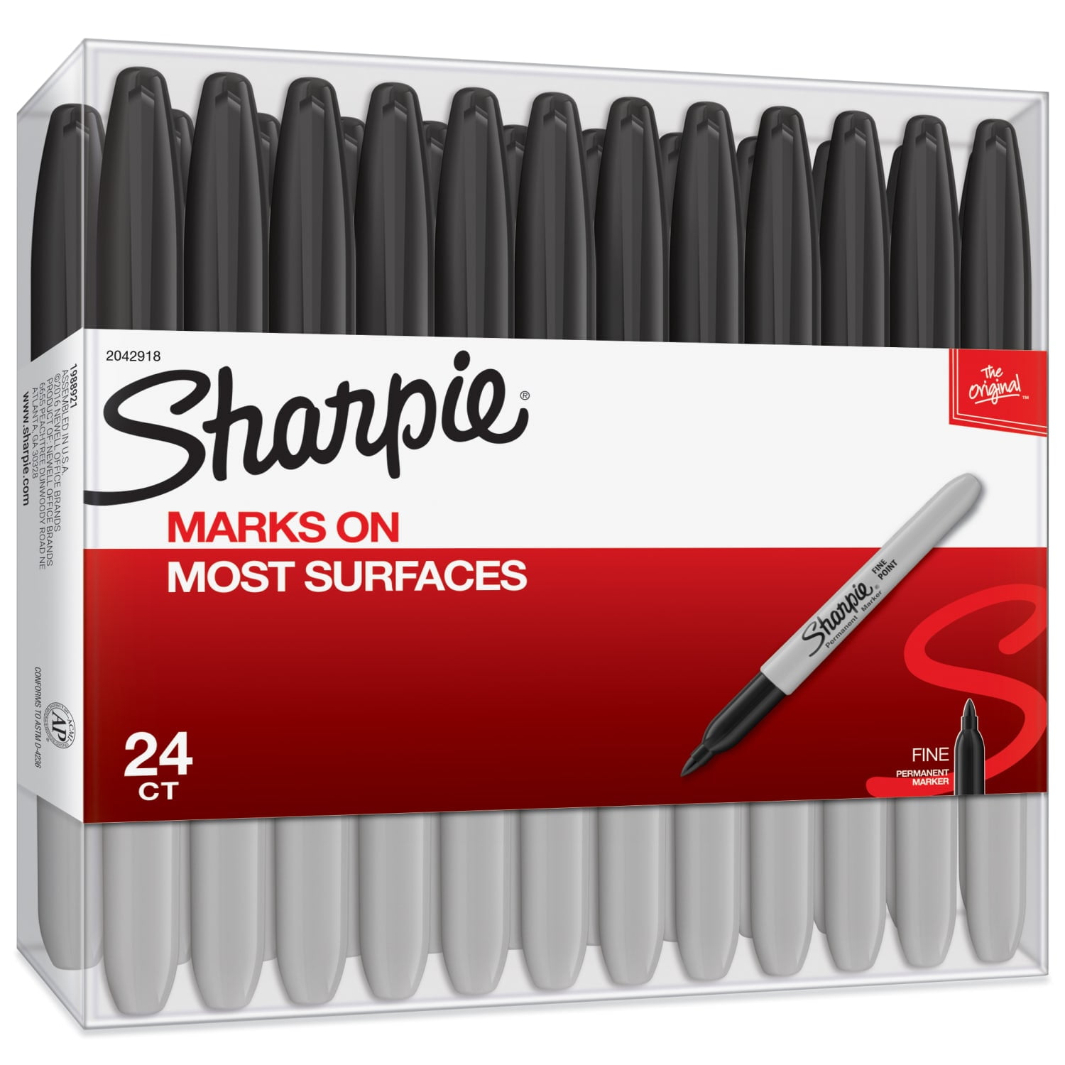 (5 pack) Sharpie Black Fine Point Permanent Markers, 24 Count, Long-Lasting Rich Ink - Image 2