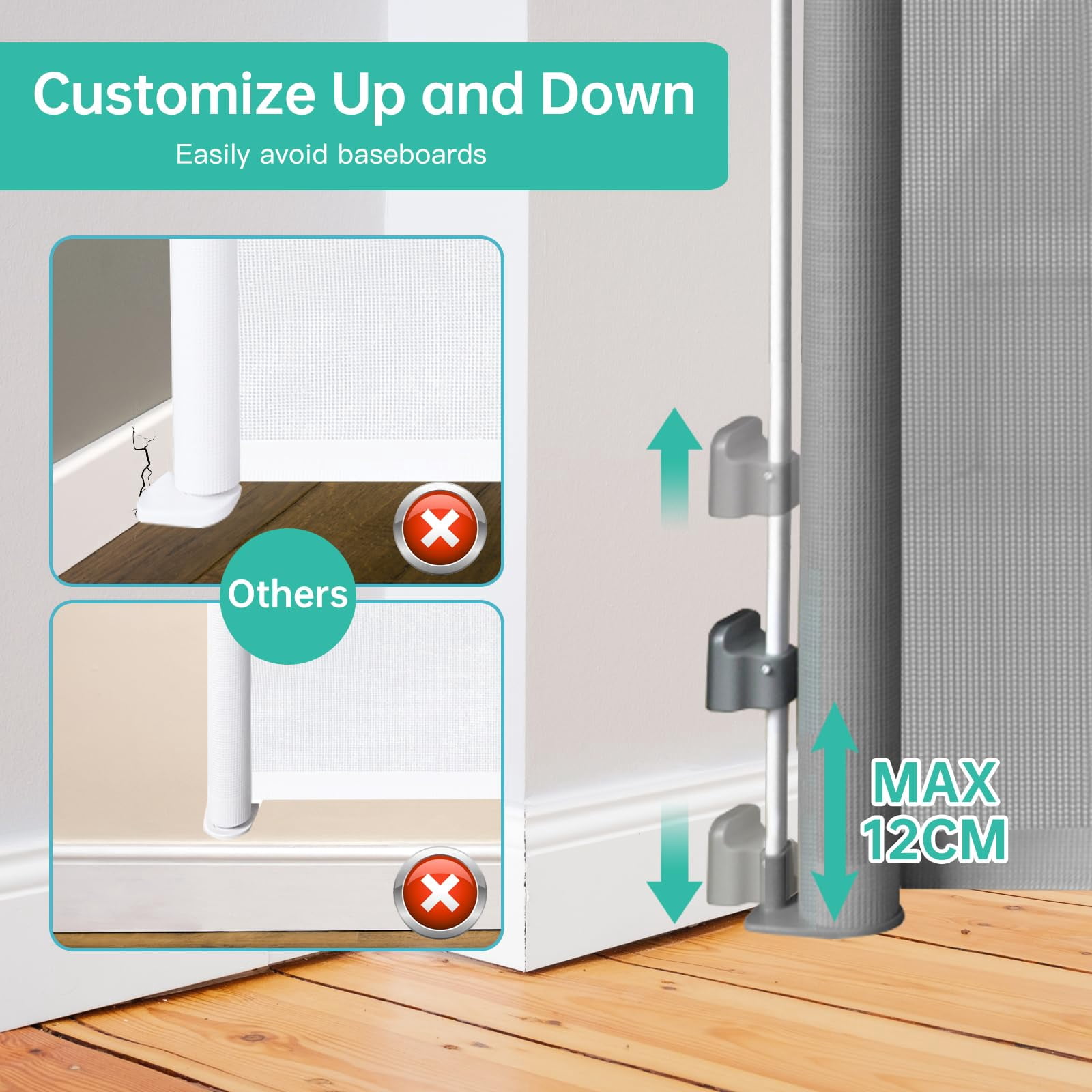 Sunnycome Retractable Baby Gate,Mesh Dog Gate,126" Wide Extends up to 33"Tall,Child Safety Gate for Doorways,Stairs,Hallways,Indoor Outdoor Gray - Image 4