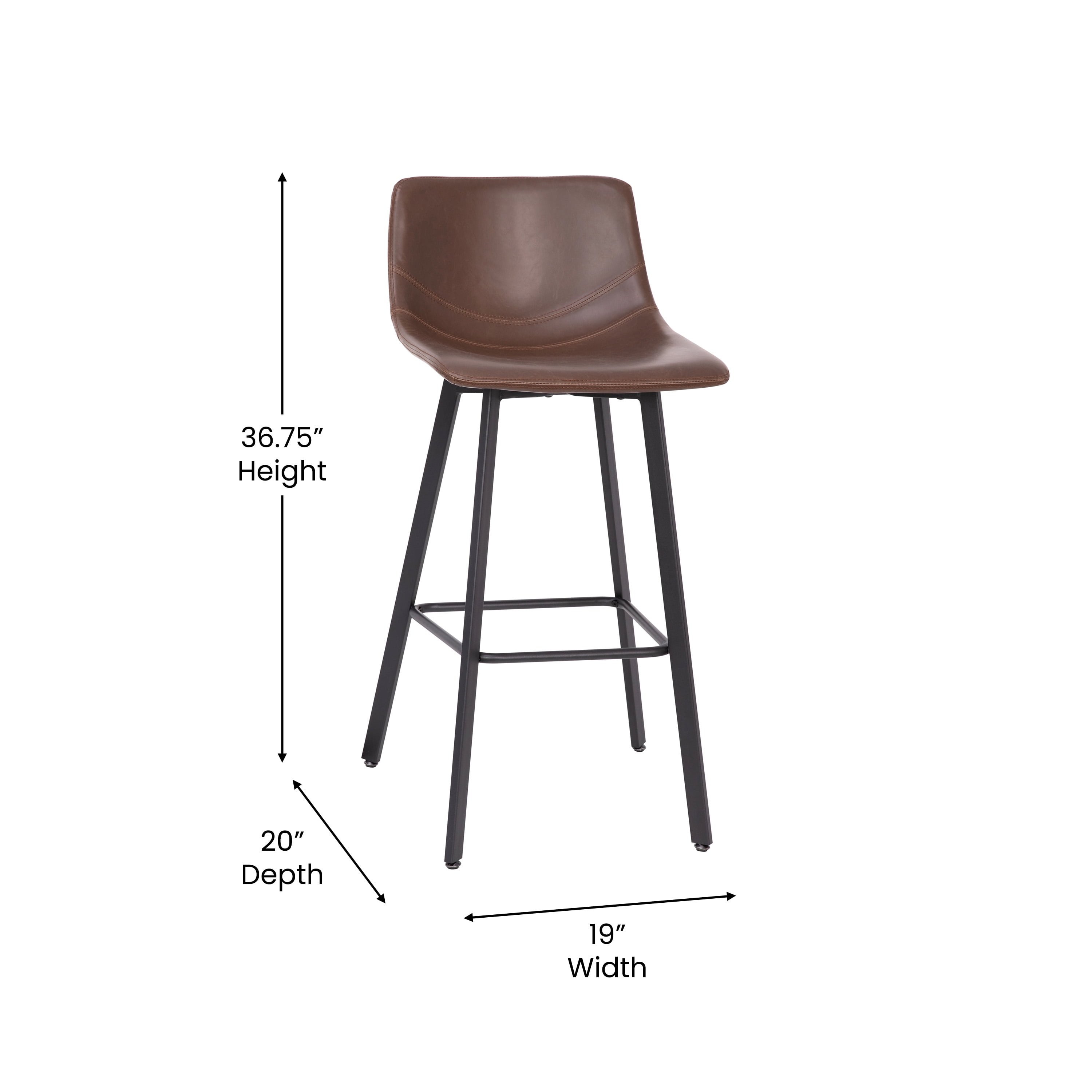 Flash Furniture Caleb Collection LeatherSoft Barstool, Chocolate Brown/Black - Image 11