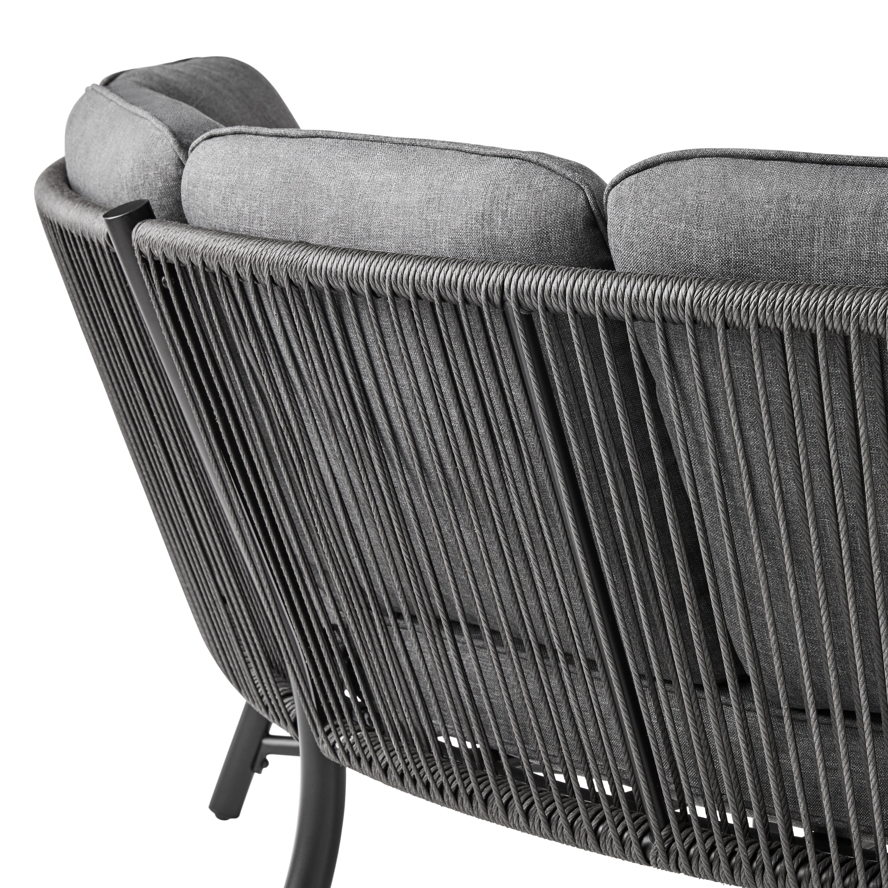 Mainstays Lawson Ridge 3-Piece Steel Curved Outdoor Sectional Set with Cushions, Gray - Seats 4 - Image 6