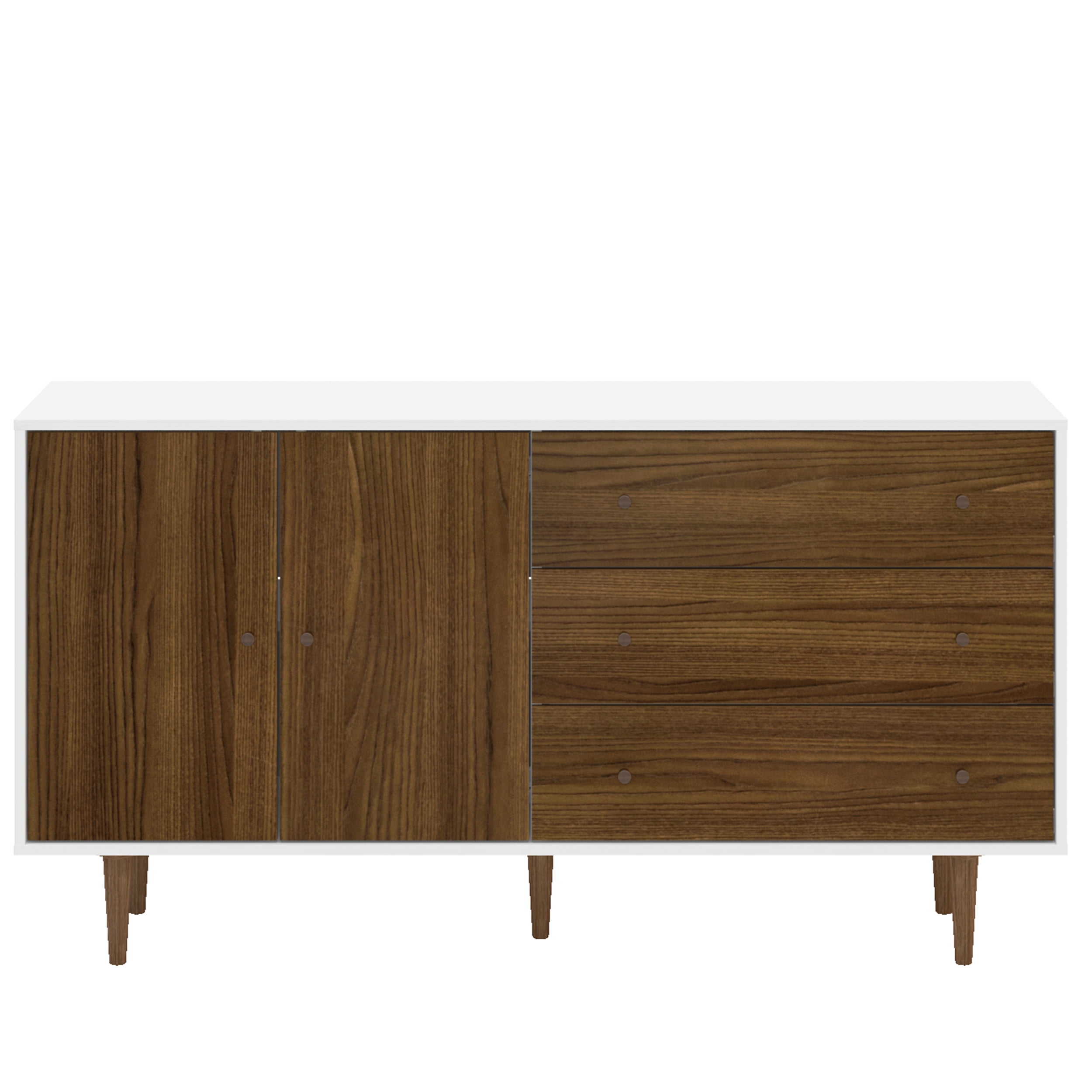 Polifurniture Pasadena Modern Sideboard with 2 Doors and 3 Drawers, White & Walnut - Image 8