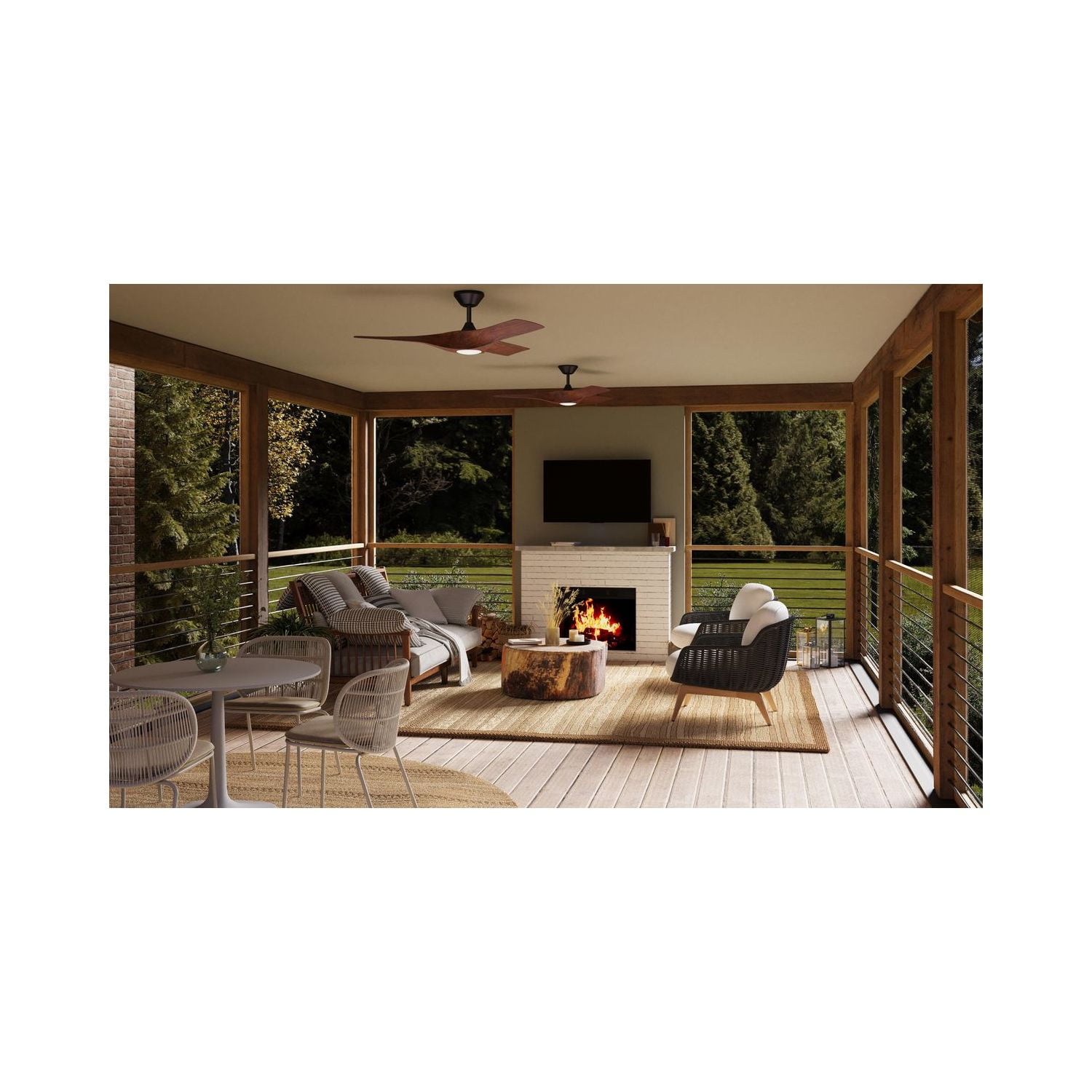 Ryne Collection 52" 3-Blade Woodgrain LED Transitional Indoor/Outdoor DC Ceiling Fan - Image 15