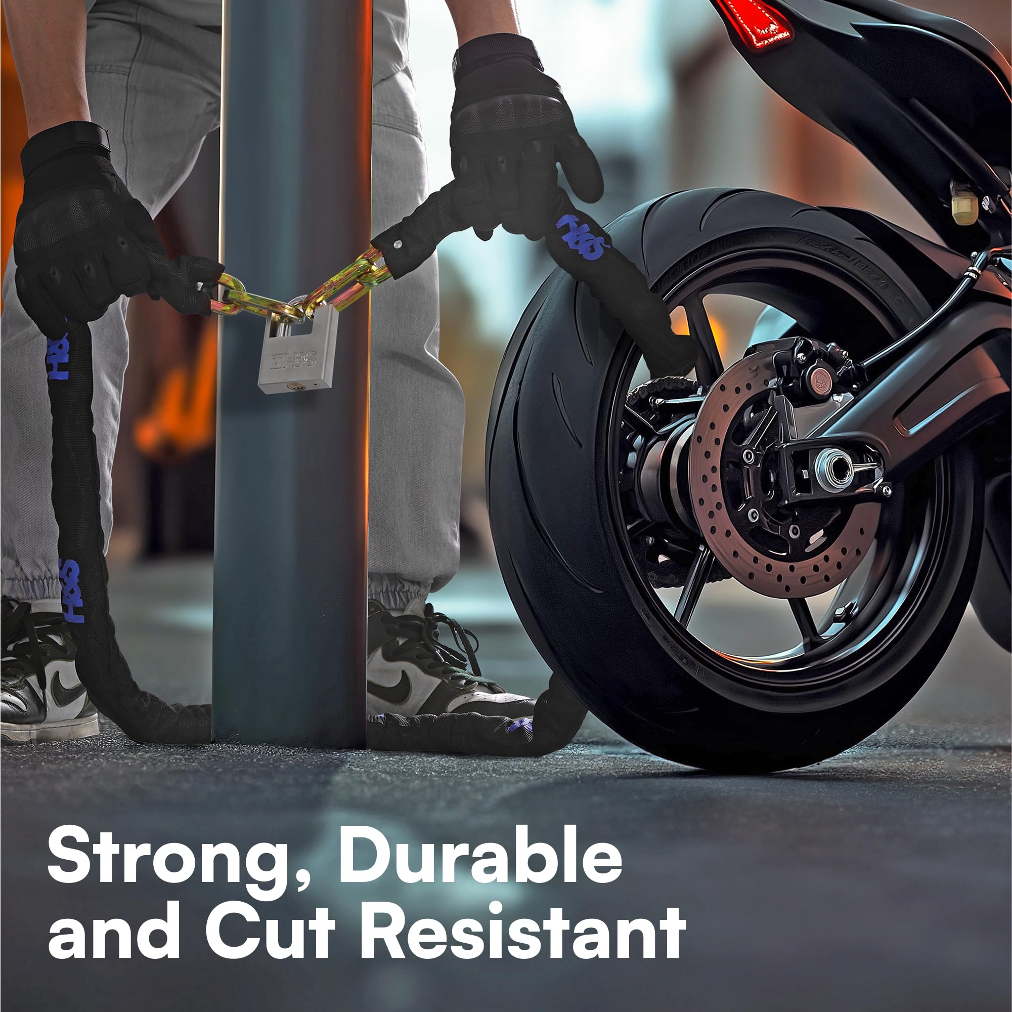 H&S Bike Chain Lock - High Security Electric Scooter Lock - 0.4" x 6.6 ft (10mm x 2m) - Bike Lock with Key - Motorbike, Motorcycle, Bicycle Lock - Bike Locks Heavy Duty Anti Theft - Image 2