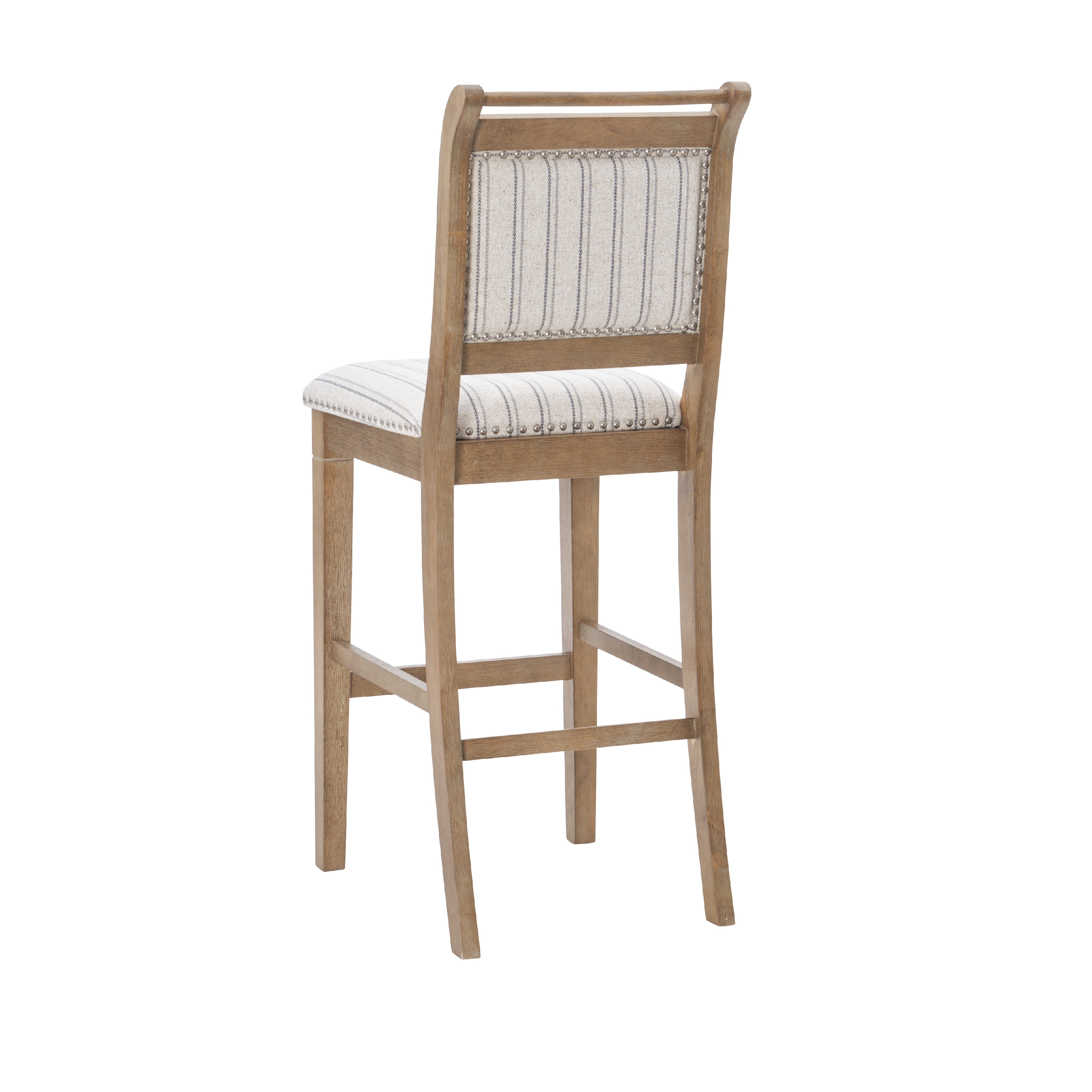 Linon Emmy 30" Mid Back Indoor Wood Bar Stool, Graywash/Natural Stripe - Image 10