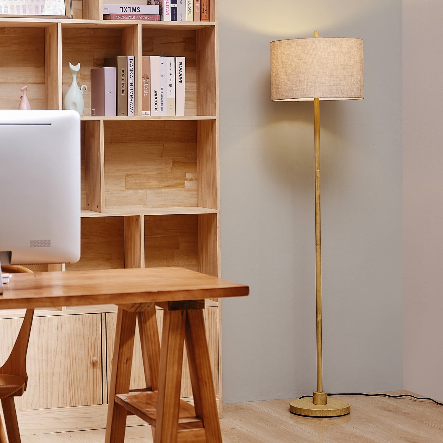 Globe Electric Cove 62" Light Faux Wood Floor Lamp with Jute Shade, 91004427 - Image 9